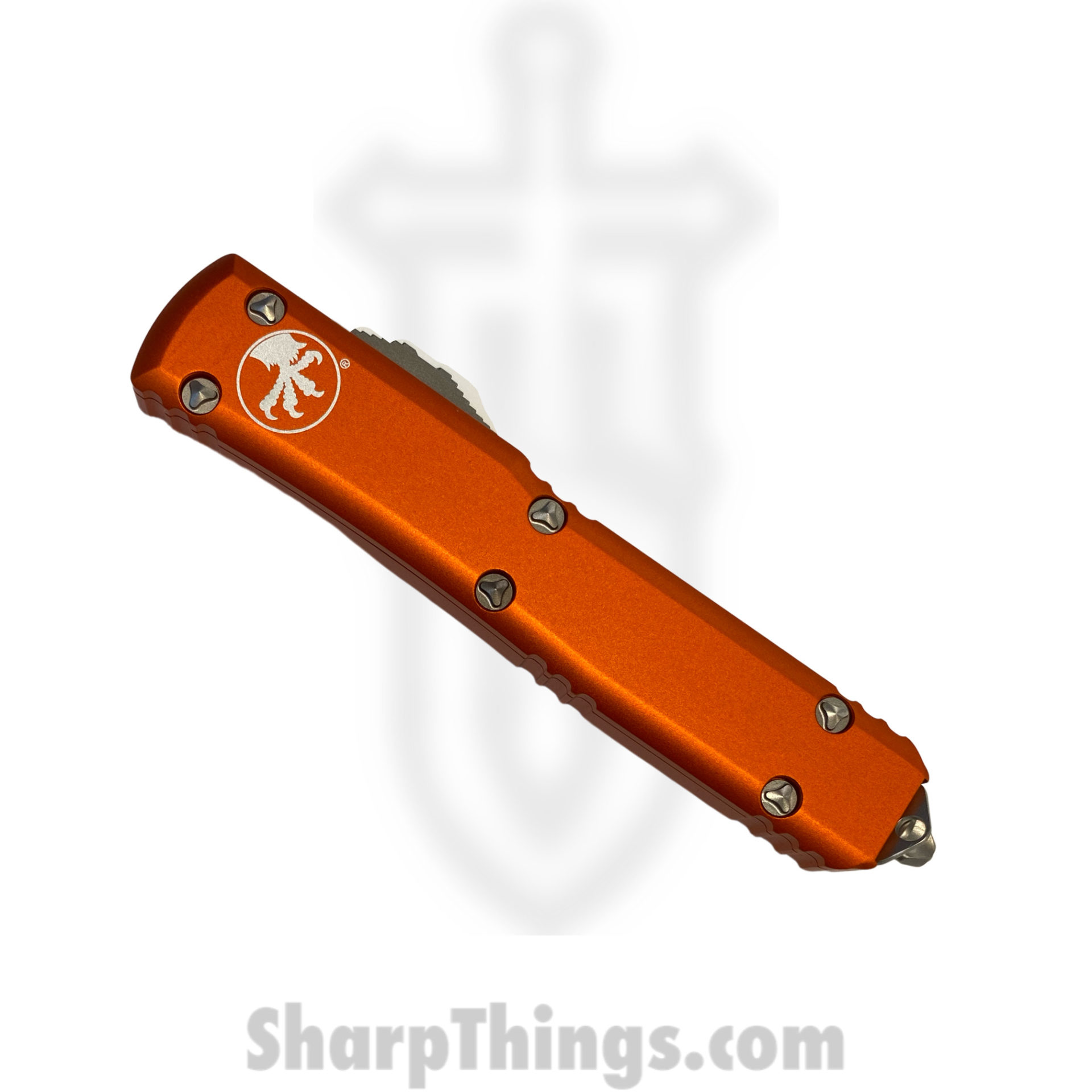 Microtech - 122-12OR - Ultratech - OTF Auto - Elmax, M390, 204P Stonewash Dagger - 6061-T6 Aluminum - Orange - Image 3