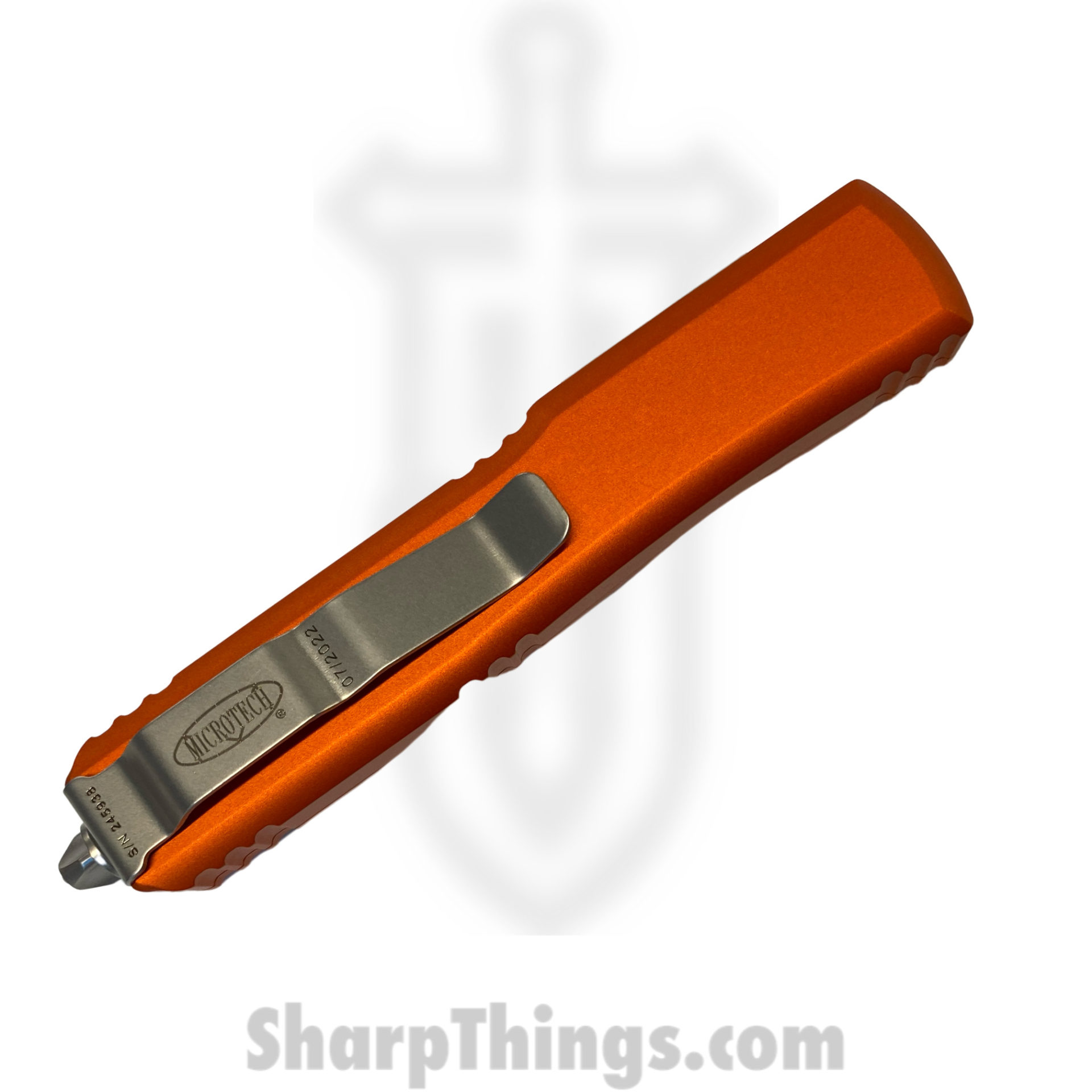 Microtech - 122-10OR - Ultratech - OTF Auto - Elmax, M390, 204P Stonewash Dagger - 6061-T6 Aluminum - Orange - Image 3
