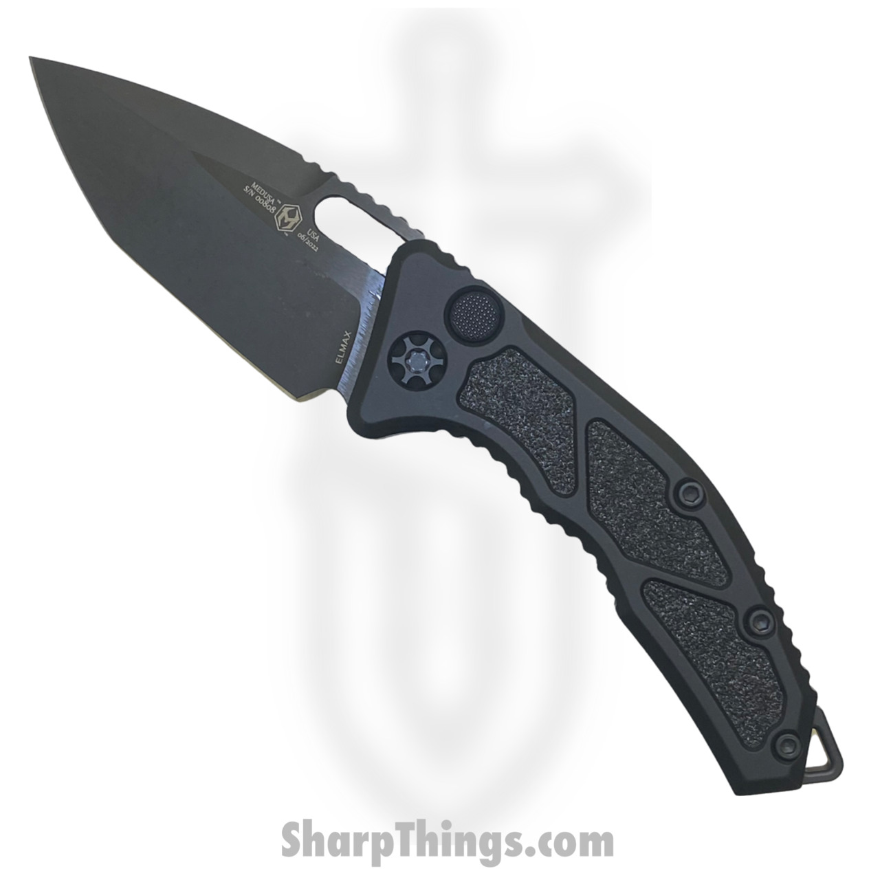 Heretic Knives - MDH011-6A-T - Medusa - Automatic Knife - S35VN Coated Tanto - 6061-T6 Aluminum/Traction Inlay - Black - Image 2
