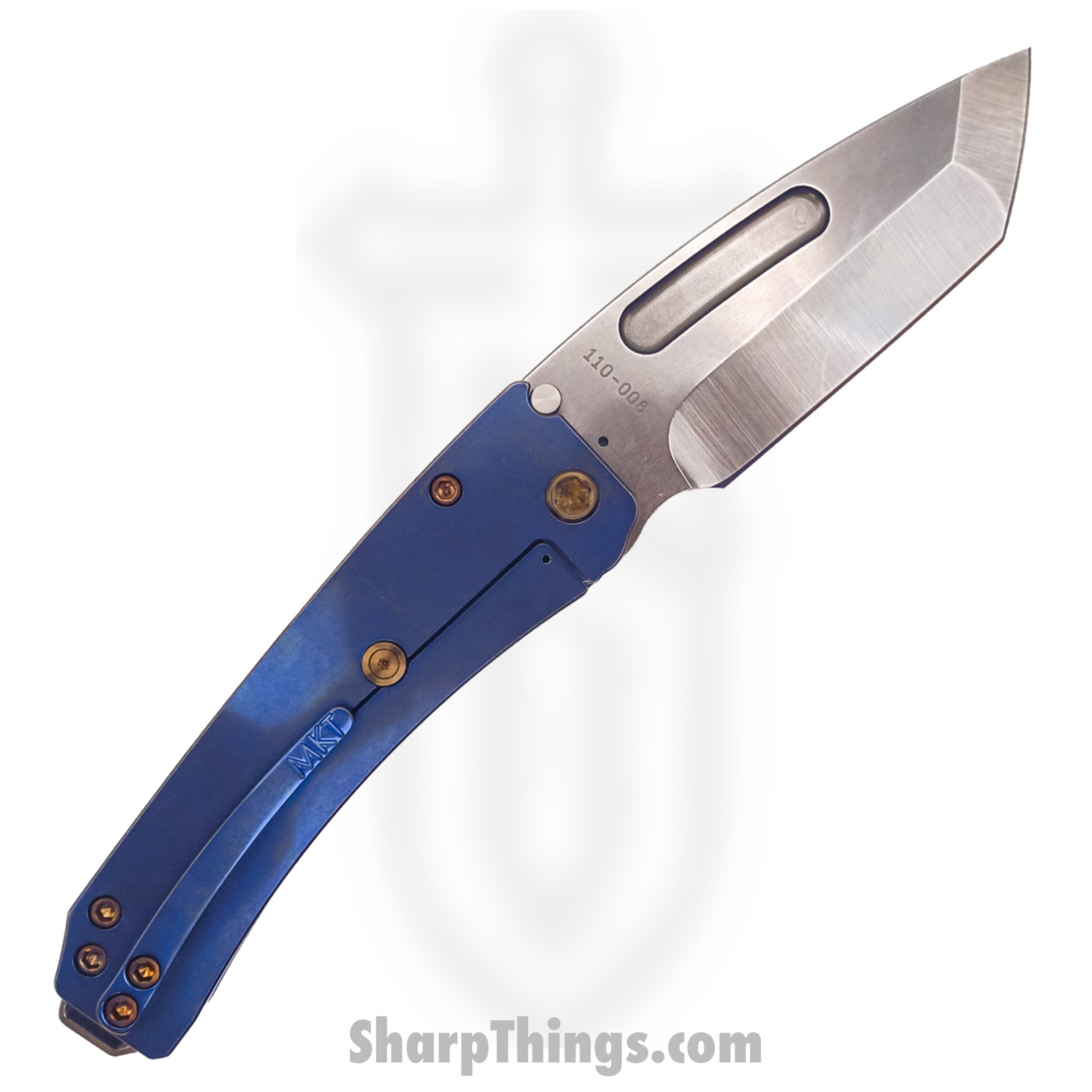 Medford Knife - MK033STT-37A1-T1C1-Q4 - Midi Marauder Tanto Blade Folding Knife - S35VN Titanium - Blue and Bronze - Image 3
