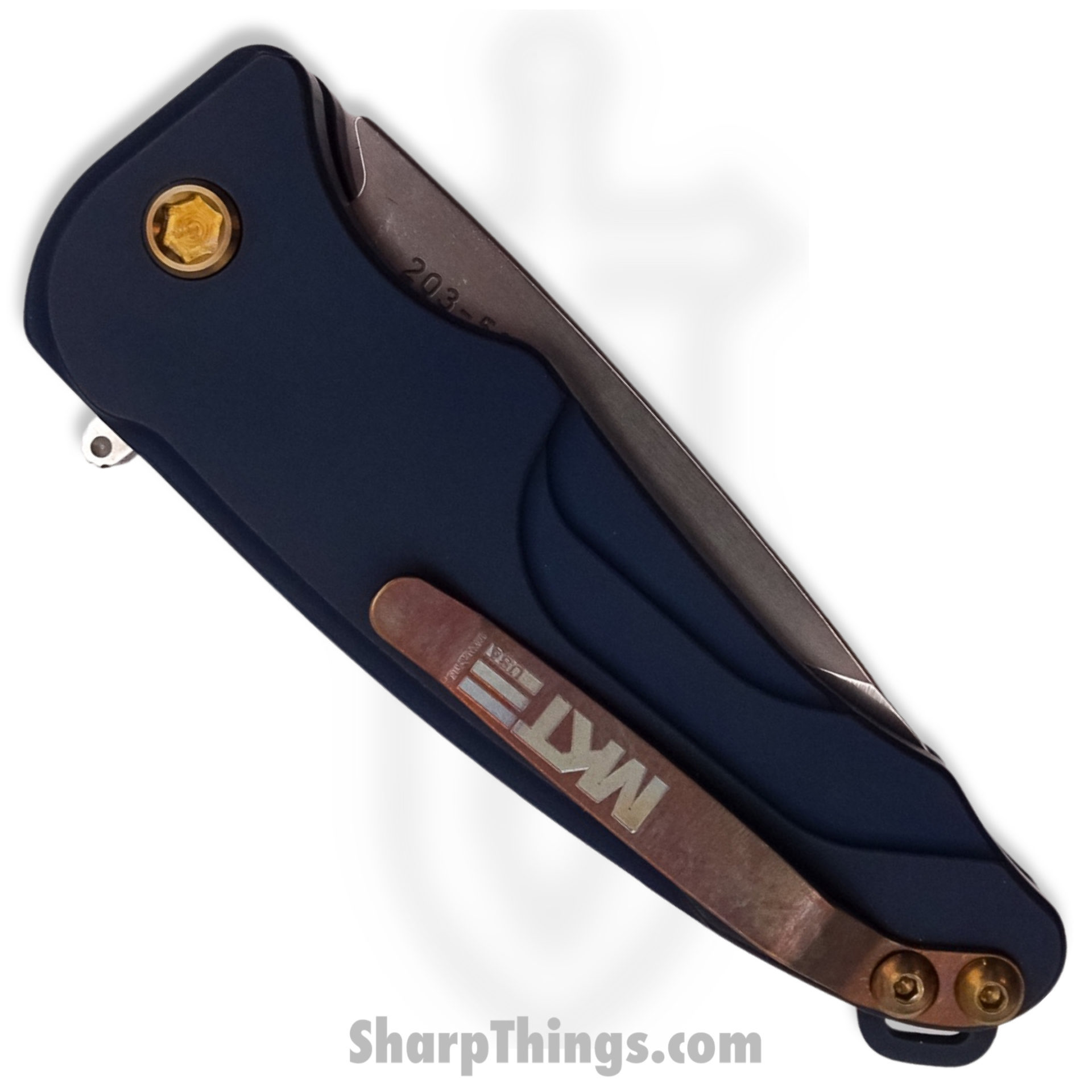Medford Knife - MK039STQ-44AU-T1C1-Q4 - Smooth Criminal Flipper Knife - S35VN Aluminum - Blue and Bronze - Image 3