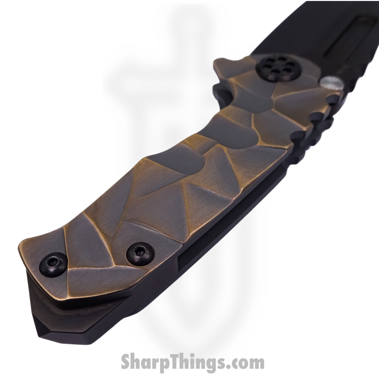 Medford Knife - MK008SPT-36A1-TPC1-BP - Micro Praetorian "T" Tanto Folder - S35VN PVD - "Stained Glass" - Image 2