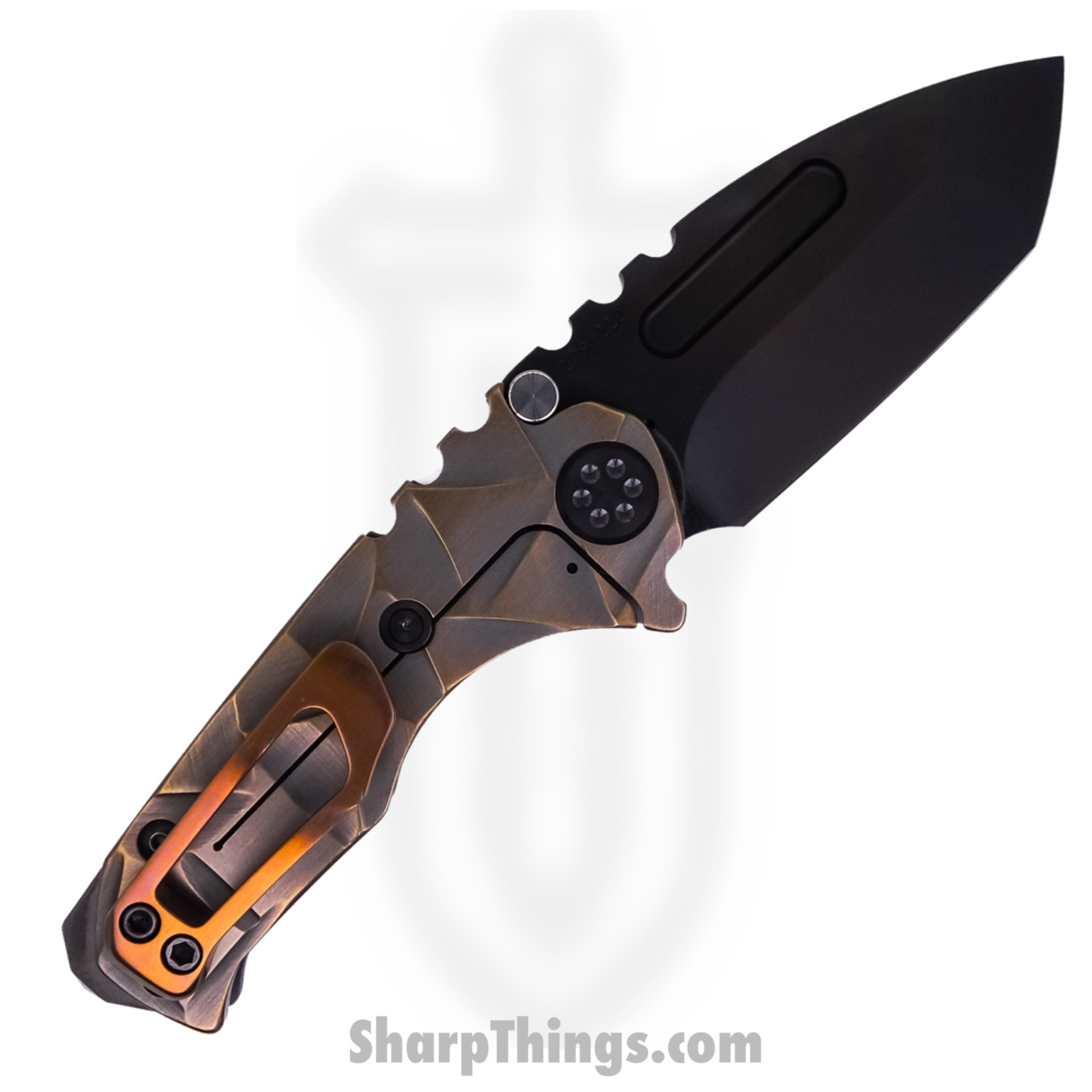 Medford Knife - MK008SPT-36A1-TPC1-BP - Micro Praetorian "T" Tanto Folder - S35VN PVD - "Stained Glass" - Image 5