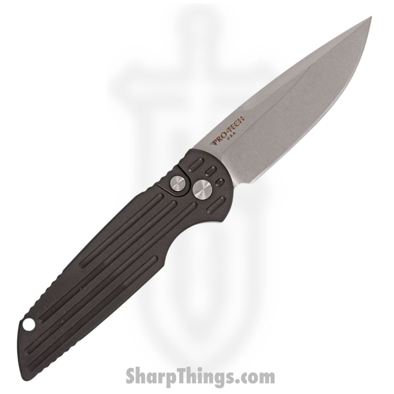 ProTech - TR-3 L-1 - Tactical Response 3 Left Handed - Automatic Knife - 154CM Stonewash Clip Point - 6061-T6 Aluminum Grooved - Black