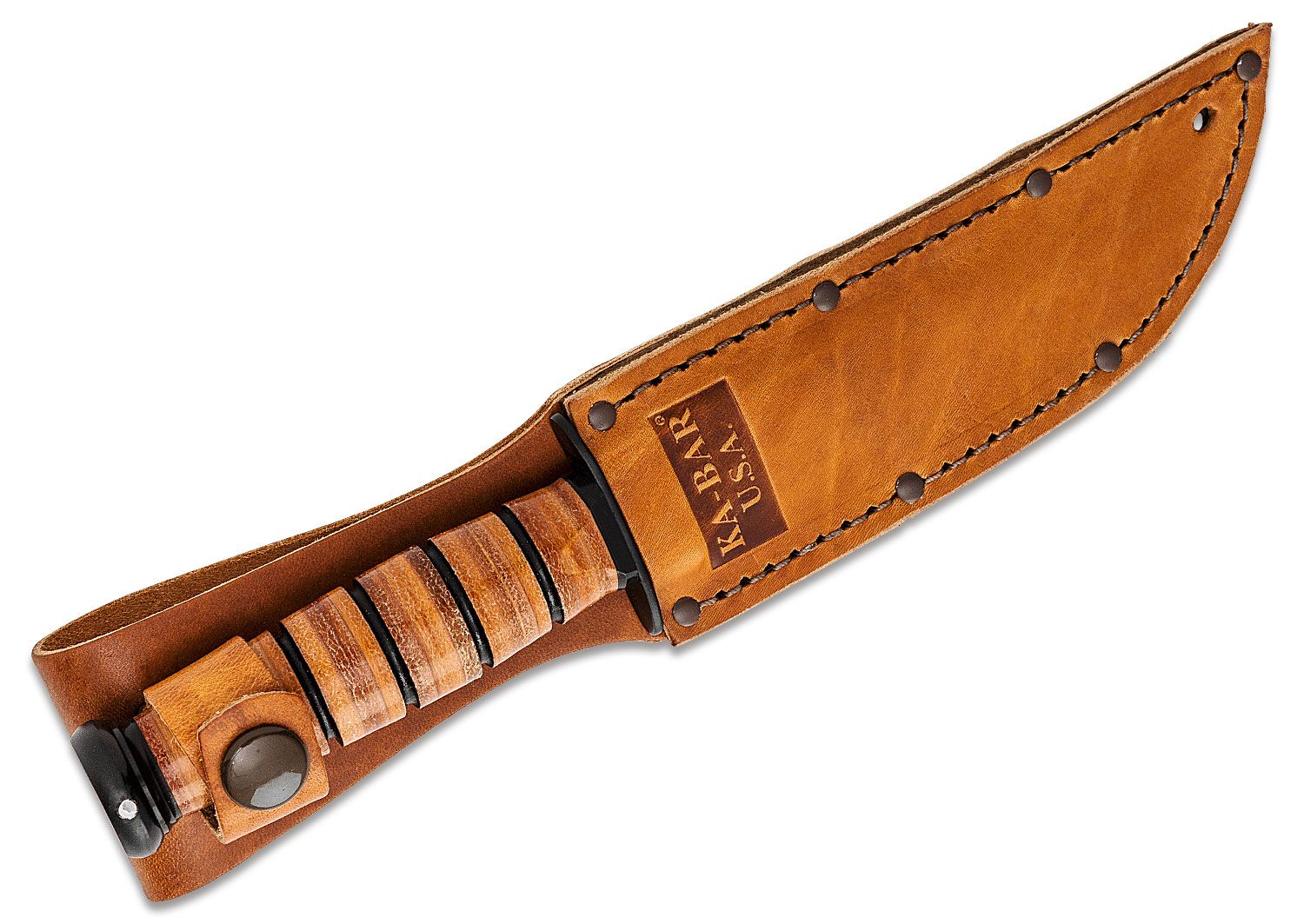 Ka-Bar - KA1251 - Short Fighting - Fixed Blade Knife - 1095 HC Coated Clip Point - Leather - Brown - Image 6