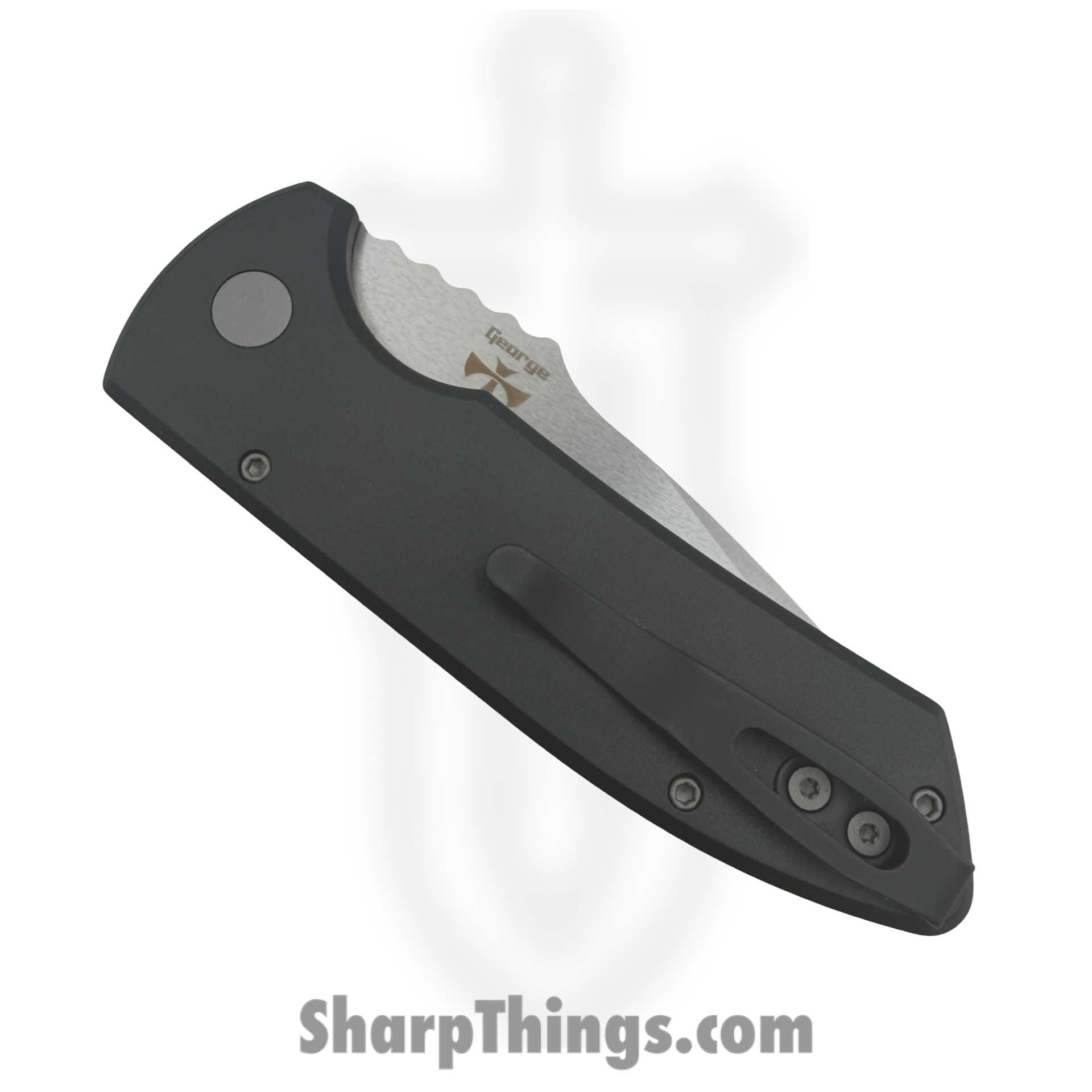 ProTech - LG405 - Les George Short Bladed Rockeye - Automatic Knife - S35VN Stonewash Drop Point - Aluminum - Black - Image 4