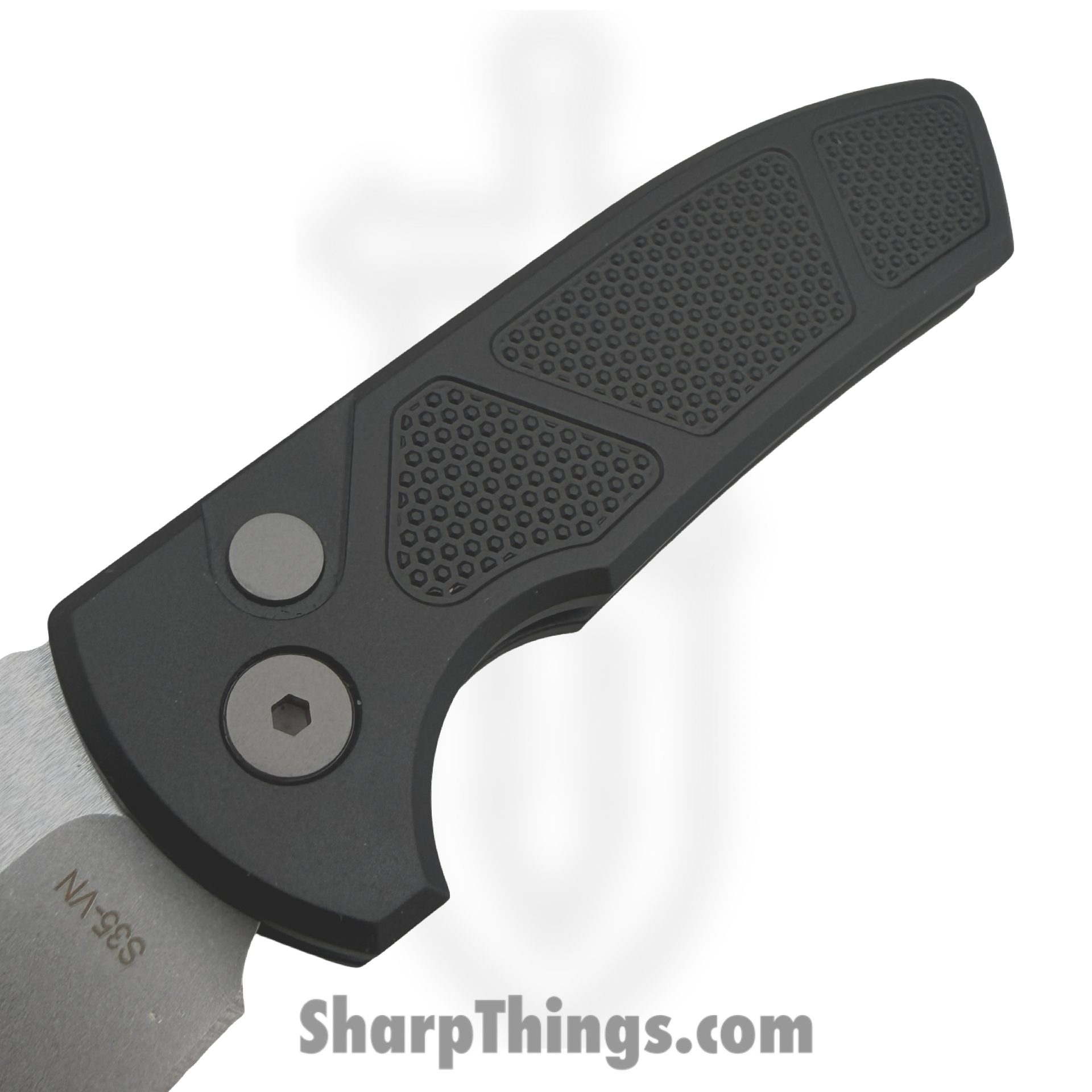 ProTech - LG405 - Les George Short Bladed Rockeye - Automatic Knife - S35VN Stonewash Drop Point - Aluminum - Black - Image 3