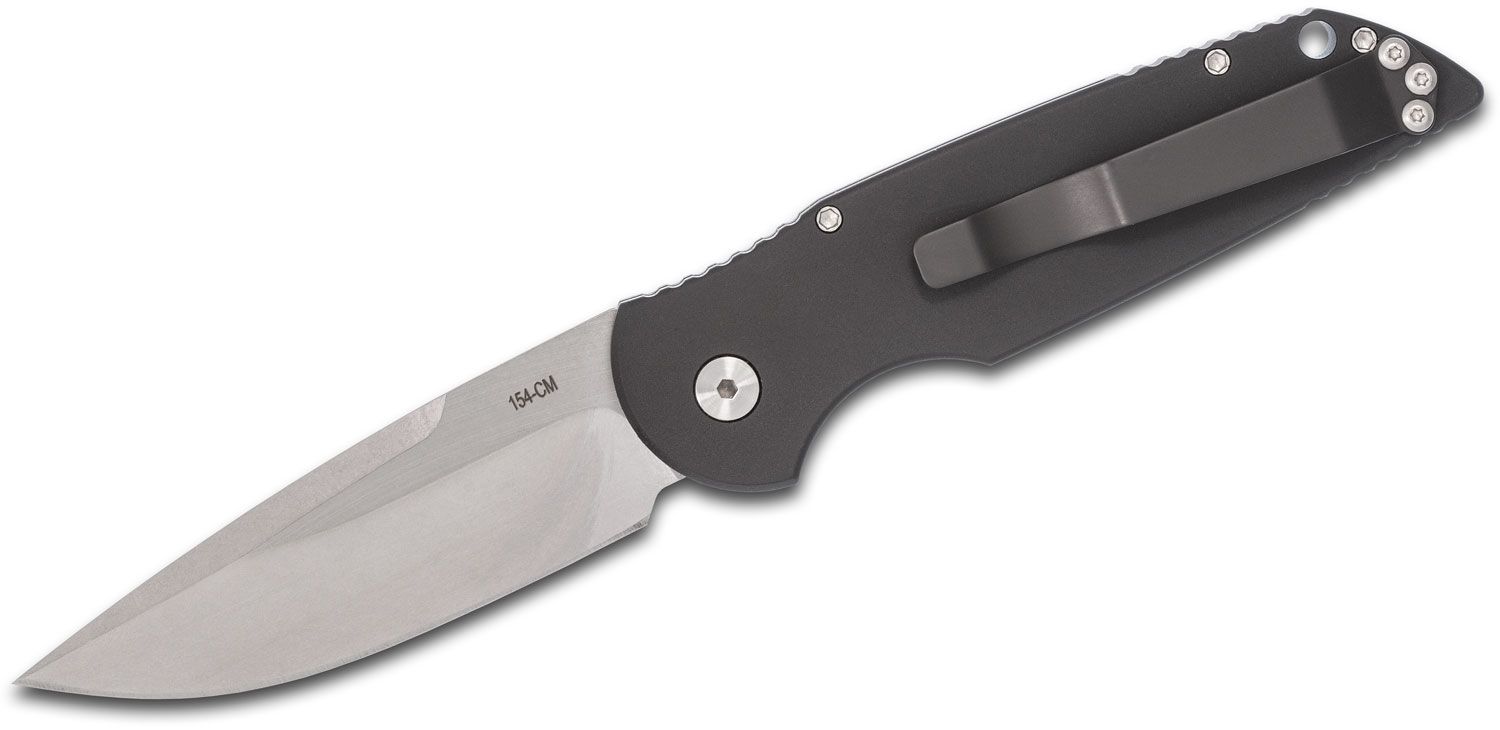 ProTech - TR-3 L-1 - Tactical Response 3 Left Handed - Automatic Knife - 154CM Stonewash Clip Point - 6061-T6 Aluminum Grooved - Black - Image 3