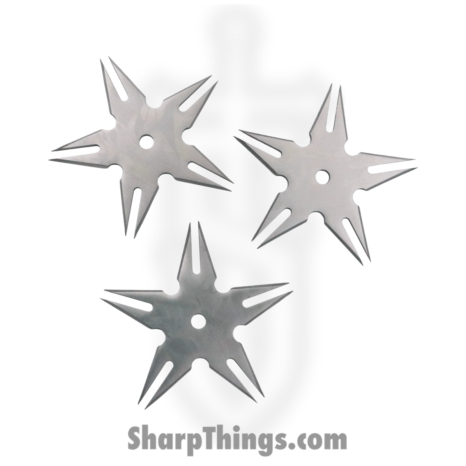 VOC - TS-9108-SL - 3 Piece Throwing Star Set with Case - Silver