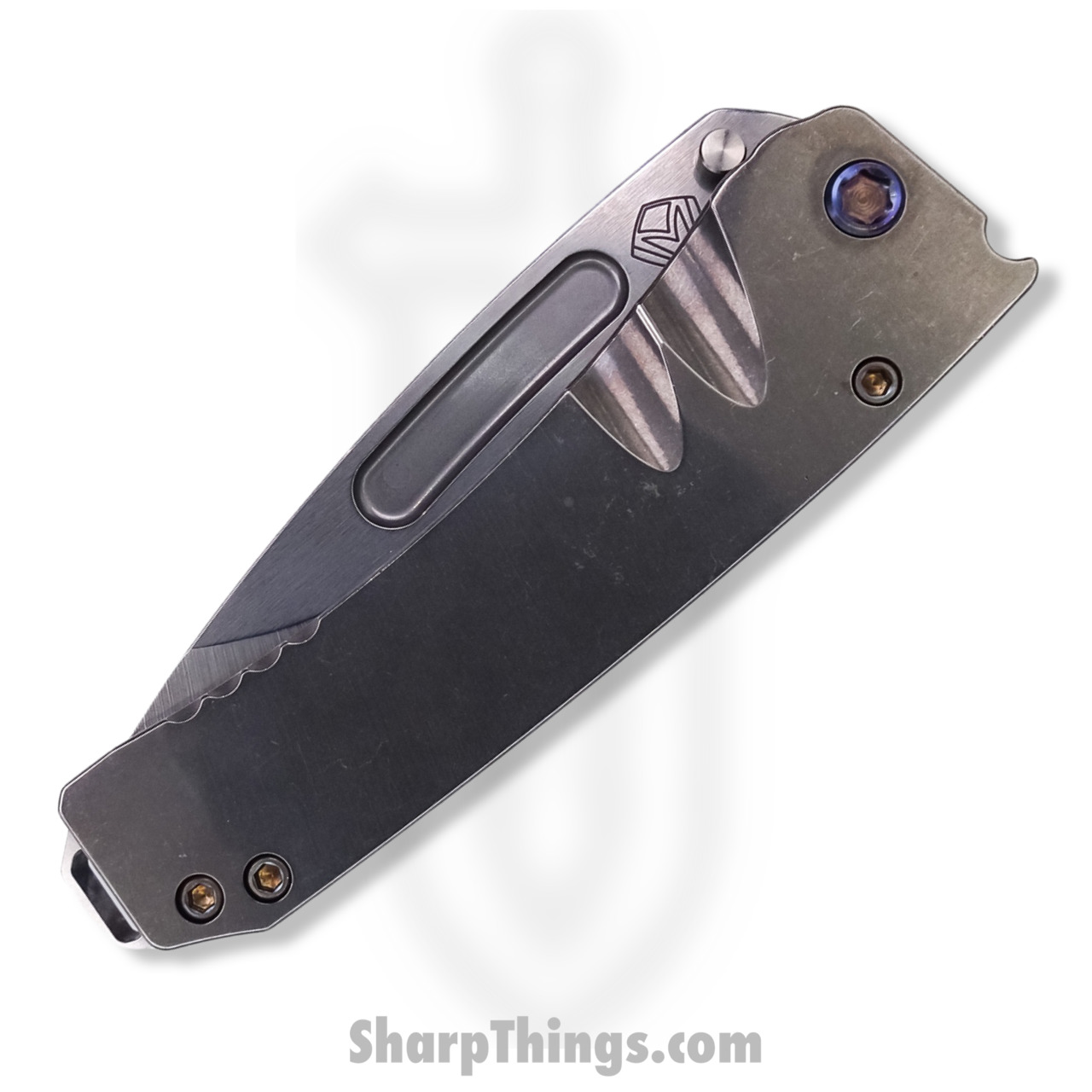 Medford Knife - MK0334TD-01TM-TFCF-Q4 - Midi Marauder Drop Point Folder - Tumbled S45VN Titanium - Image 4