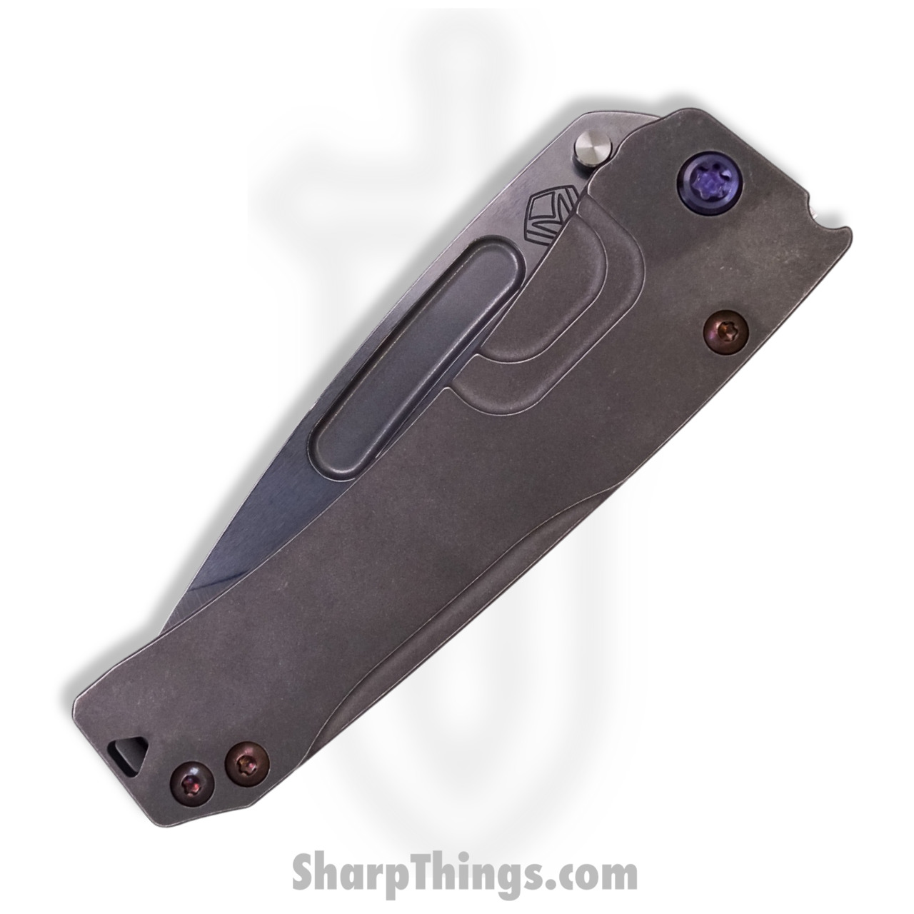 Medford Knife - MK201STD-01TM-T3C3-Q4 - Slim Midi Drop Point Folder - Tumbled S35VN - Titanium with Violet Hardware - Image 5