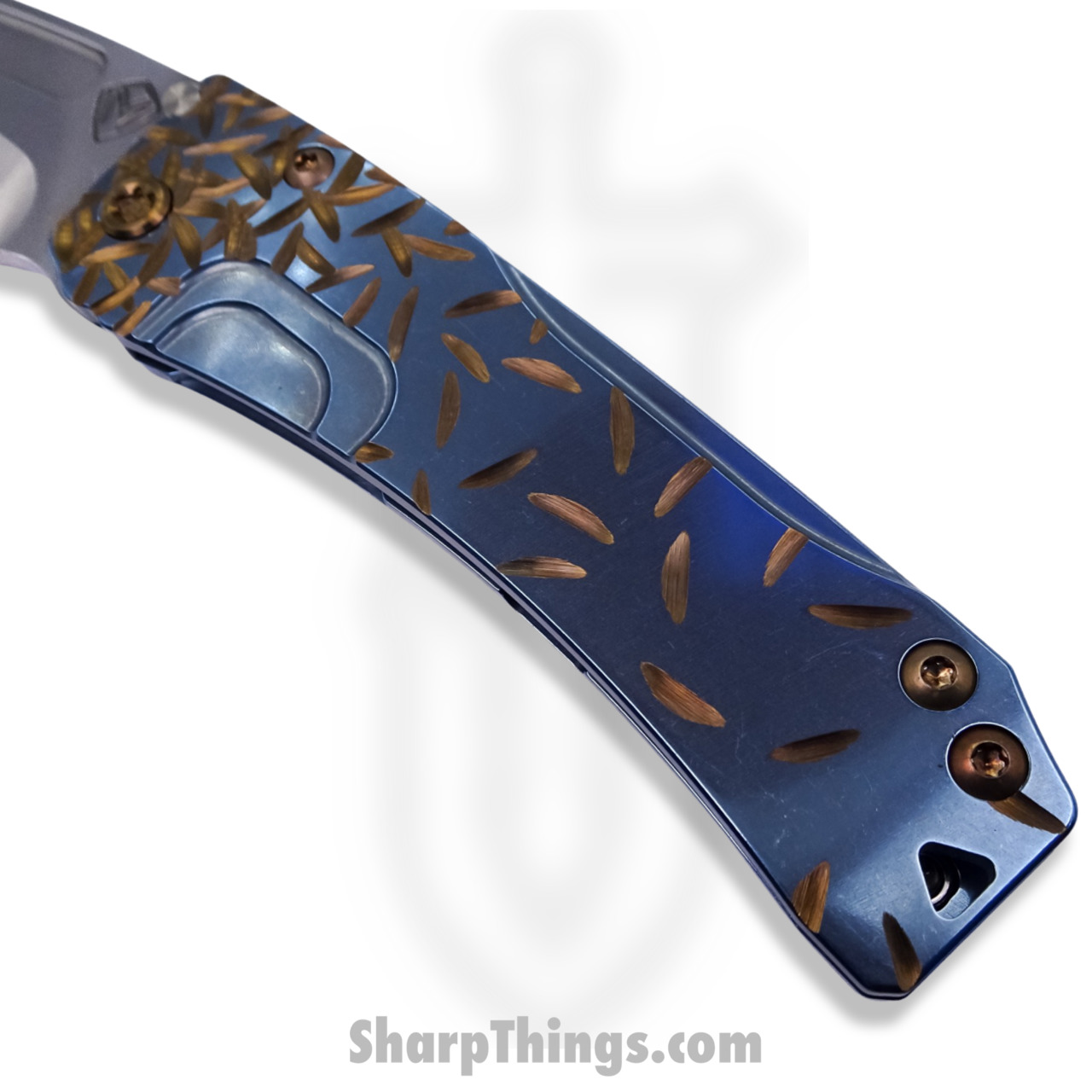 Medford Knife - MK2013TT-37A2-T1C1-Q4 - Slim Midi Tanto Folder - Tumbled 3V - "Jasmine Fade" Aqua and Bronze - Image 5