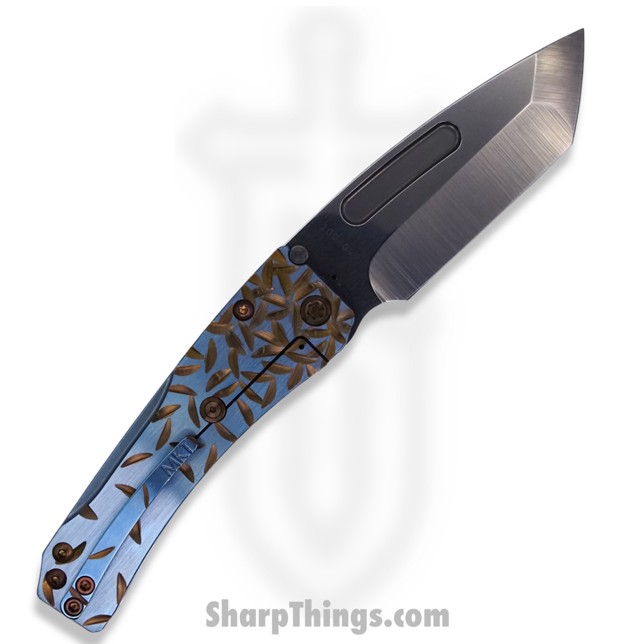 Medford Knife - MK2013TT-37A2-T1C1-Q4 - Slim Midi Tanto Folder - Tumbled 3V - "Jasmine Fade" Aqua and Bronze - Image 4
