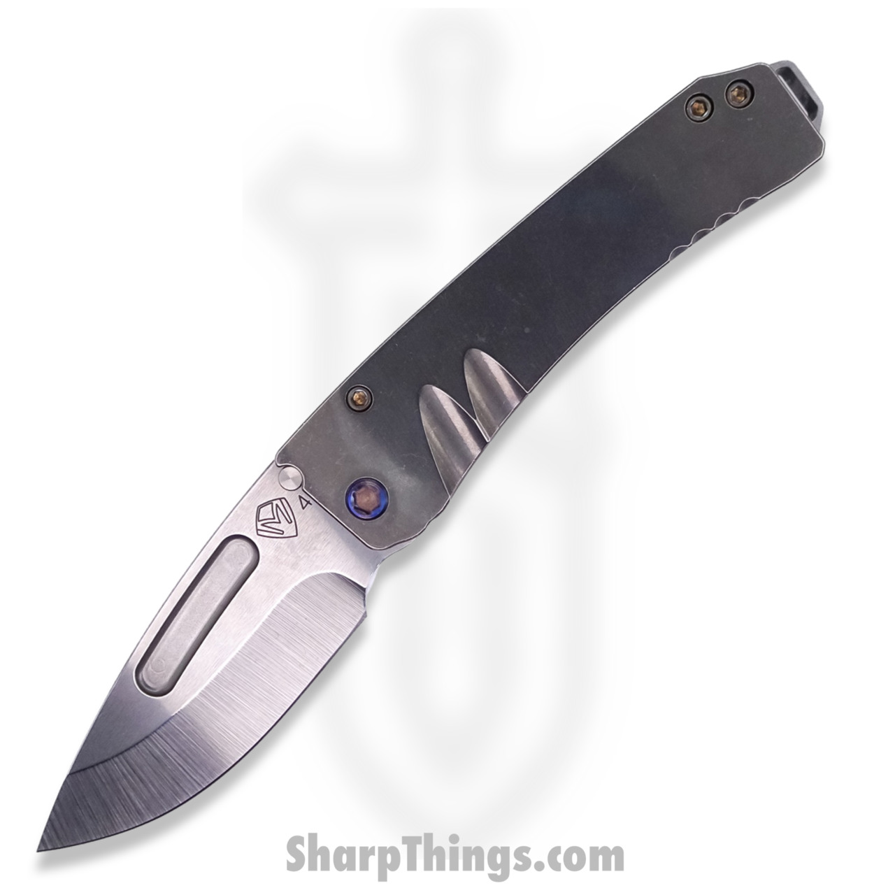 Medford Knife - MK0334TD-01TM-TFCF-Q4 - Midi Marauder Drop Point Folder - Tumbled S45VN Titanium