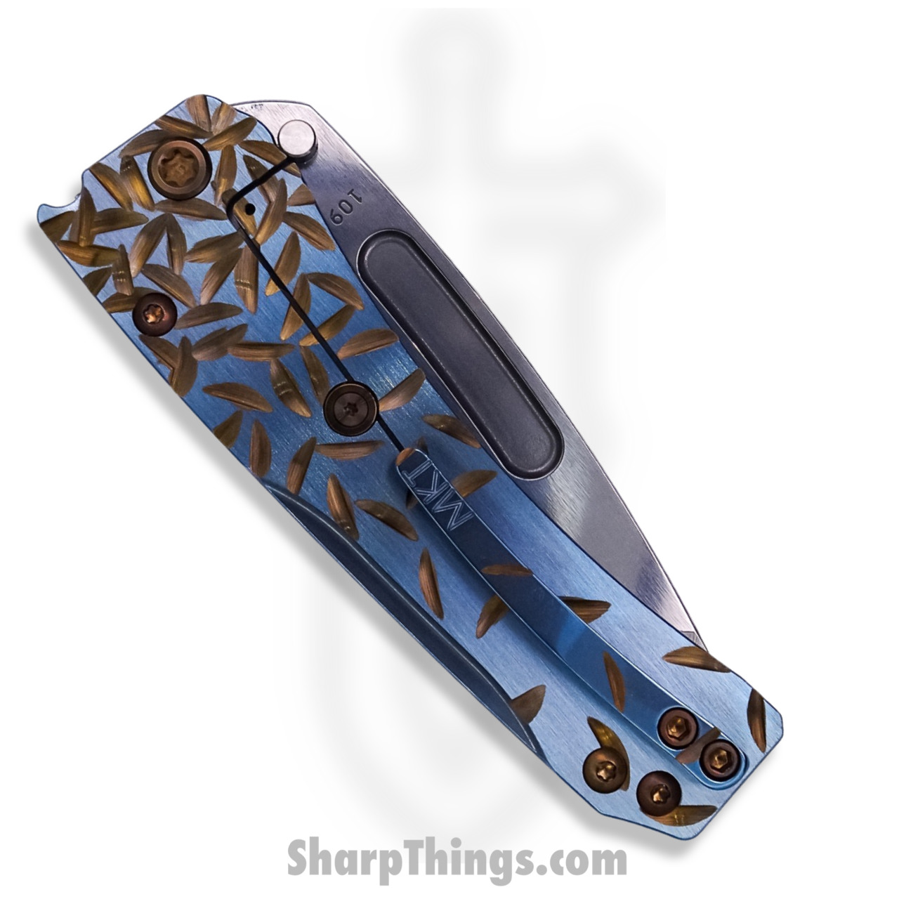 Medford Knife - MK2013TT-37A2-T1C1-Q4 - Slim Midi Tanto Folder - Tumbled 3V - "Jasmine Fade" Aqua and Bronze - Image 3