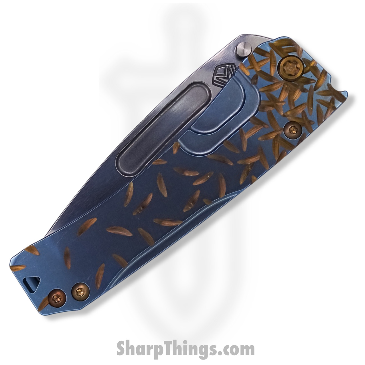 Medford Knife - MK2013TT-37A2-T1C1-Q4 - Slim Midi Tanto Folder - Tumbled 3V - "Jasmine Fade" Aqua and Bronze - Image 2