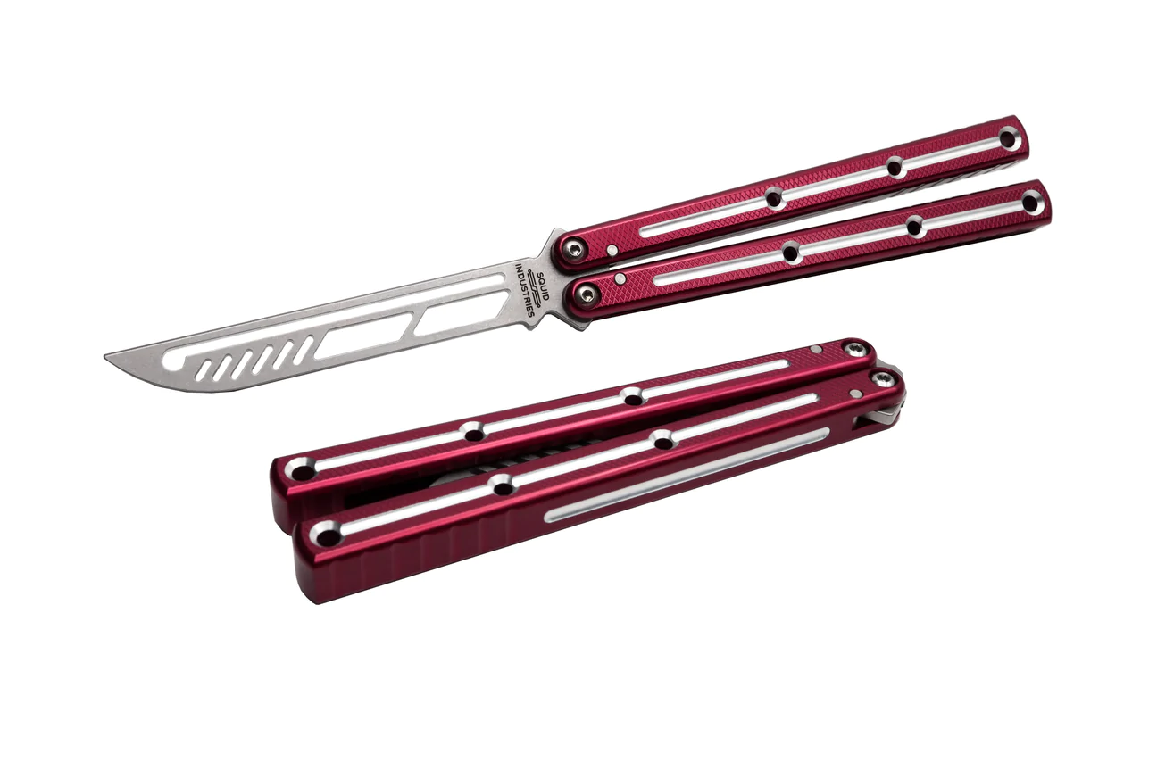 Squid Industries - 77647276 - Krake Raken Trainer V2.5 DT Red - Balisong - Trainer - 7075 Aluminum - Red - Image 7