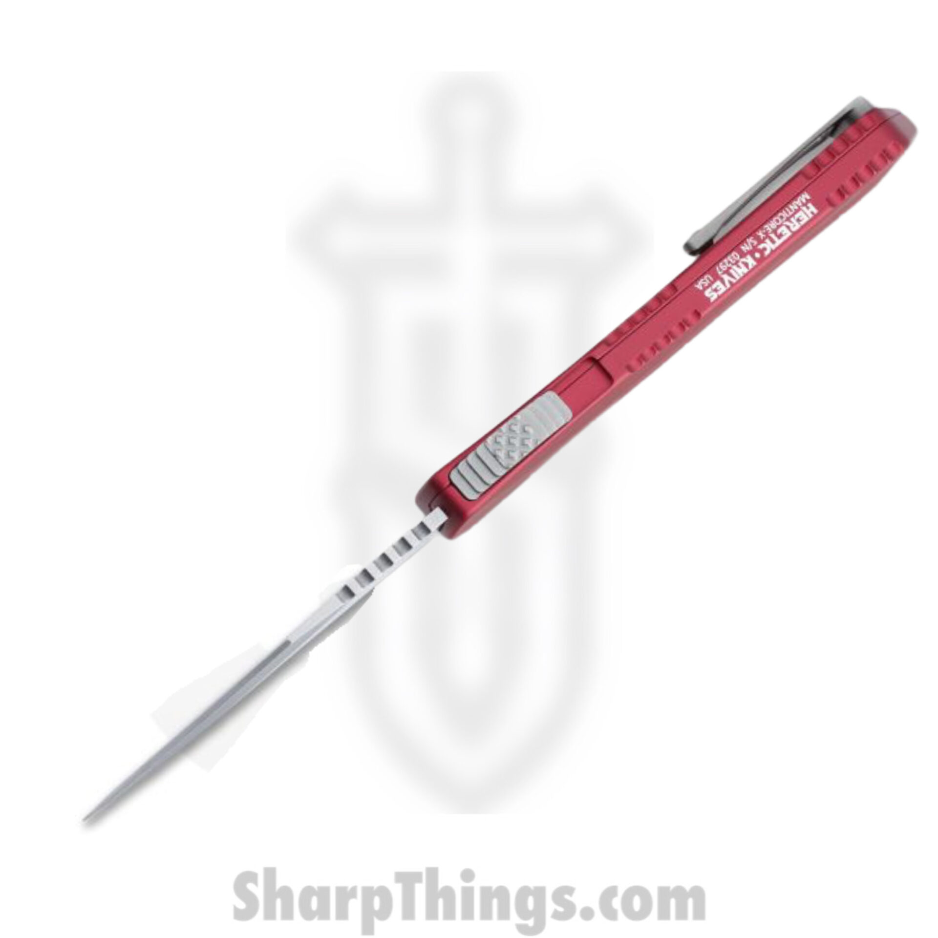 Heretic Knives - H030B-2A-RED - Manticore X - OTF Auto - Elmax Stonewash Bowie - 6061-T6 Aluminum - Red - Image 4