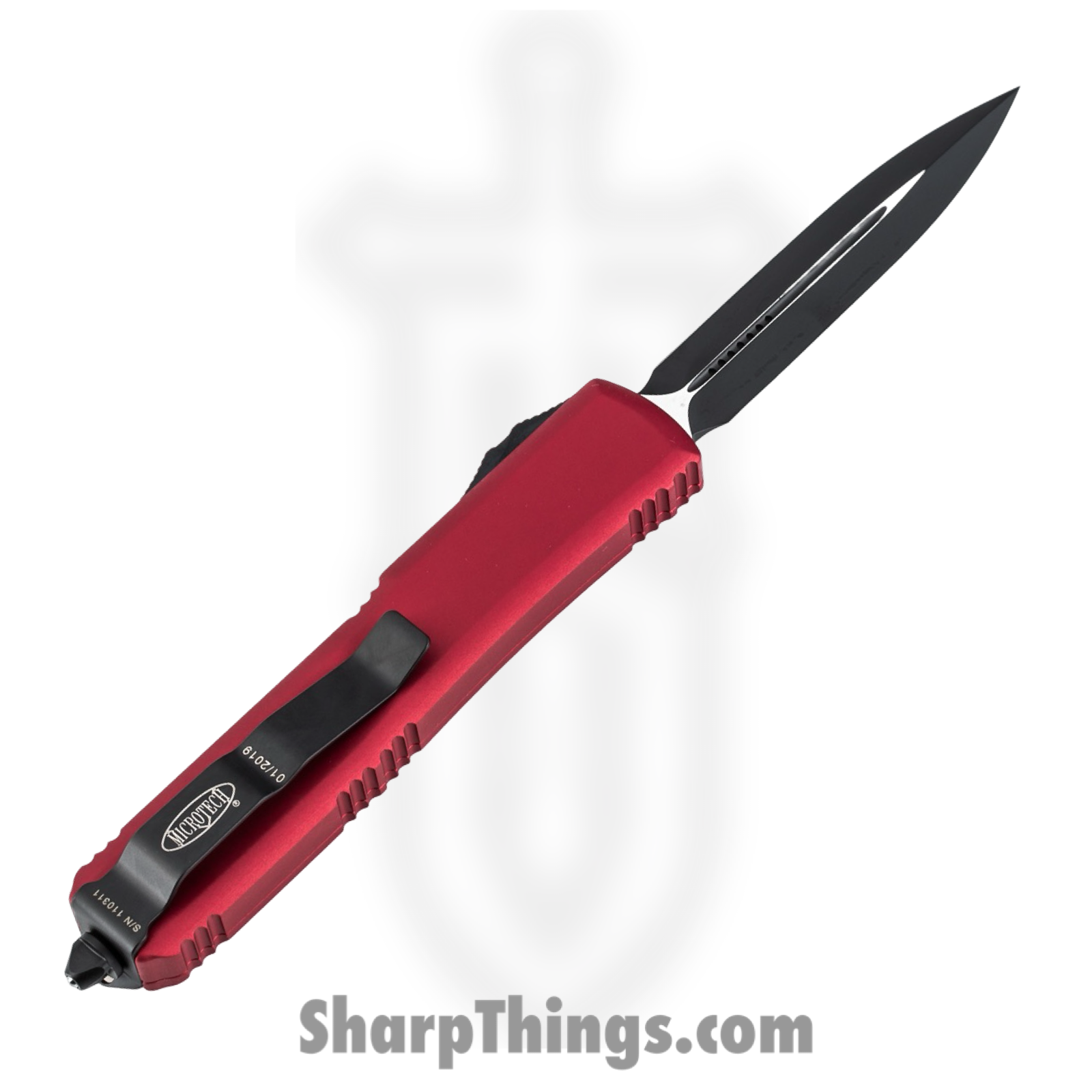 Microtech - 122-1RD - Ultratech - OTF Auto - Elmax, M390, 204P Coated Dagger - 6061-T6 Aluminum - Red - Image 2