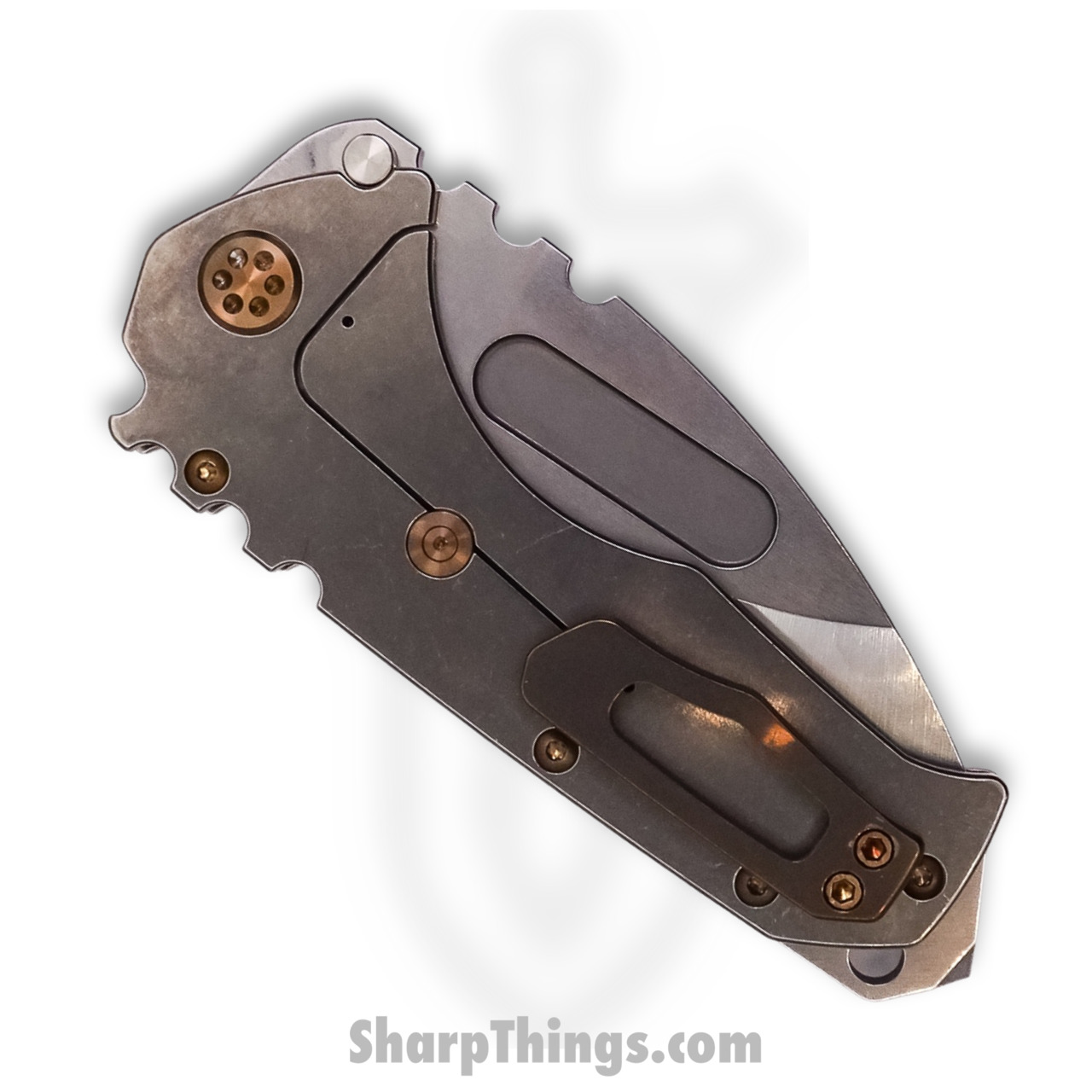 Medford Knife - MK012MTD-01TM-T1C1-BN - Praetorian "T" Drop Point Folder - Magnacut Tumbled - "Bronze Art Nouveau" - Image 2