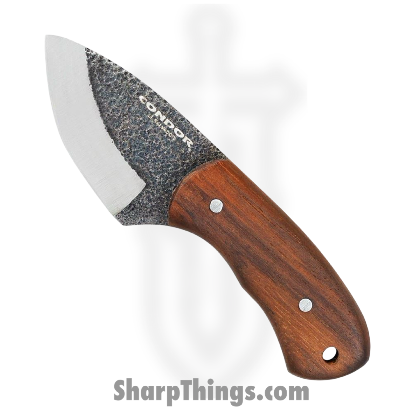 Condor Tool & Knife - CTK81027HC - Beetle Neck - Fixed Blade Knife - 1095 HC Two Tone Drop Point - Walnut - Brown
