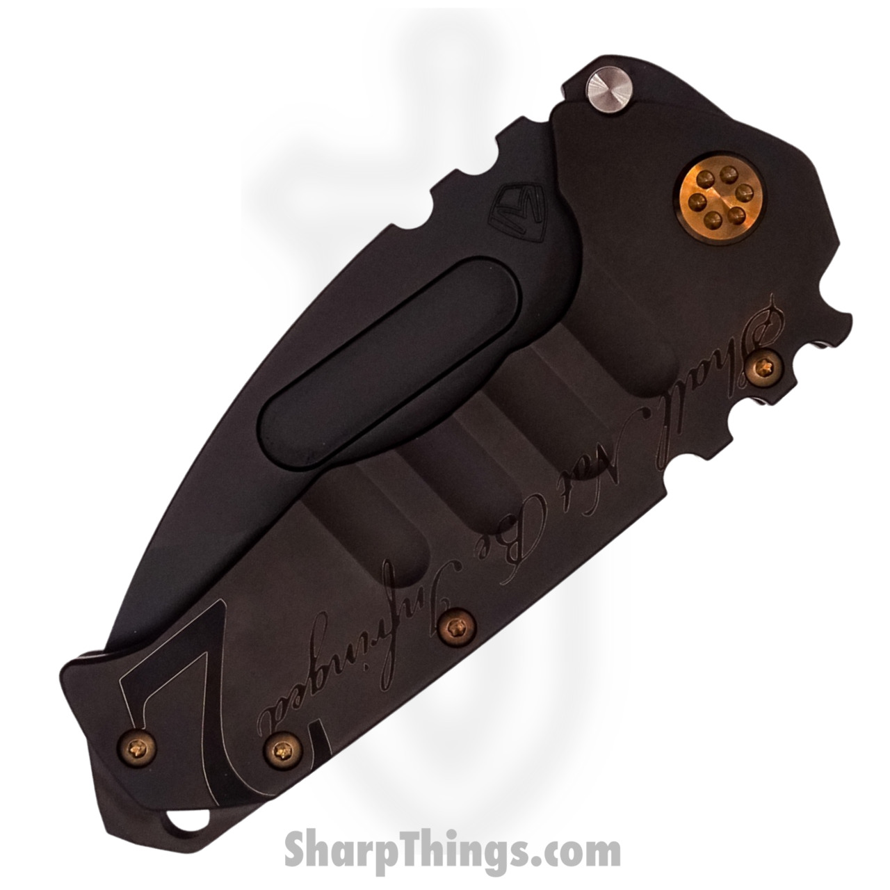 Medford Knife - MK012MPD-30PV-T1C1-BP - Praetorian "T" Drop Point Folder - Magnacut PVD - "Gold 2nd Amendment" - Image 3