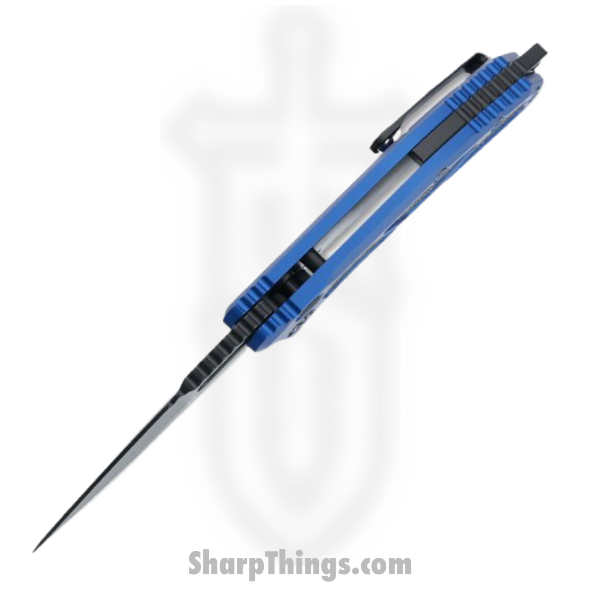 Heretic Knives - H011-4A-BLU - Medusa - Automatic Knife - Elmax Coated Tanto - 6061-T6 Aluminum/Traction Inlay - Blue/Black - Image 2