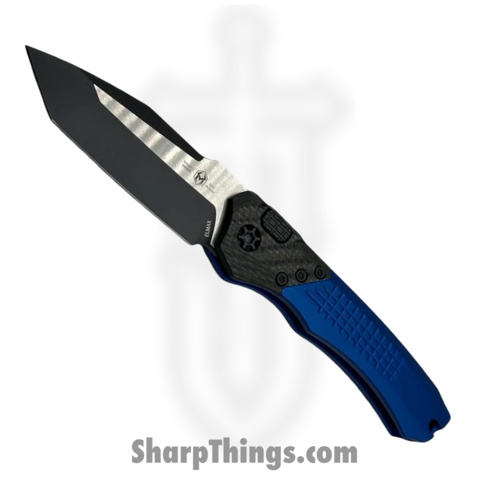 Heretic Knives - H100-10A-BLU - Wraith - Automatic Knife - Elmax Two Tone Tanto - 6061-T6 Aluminum/CF - Blue/Black