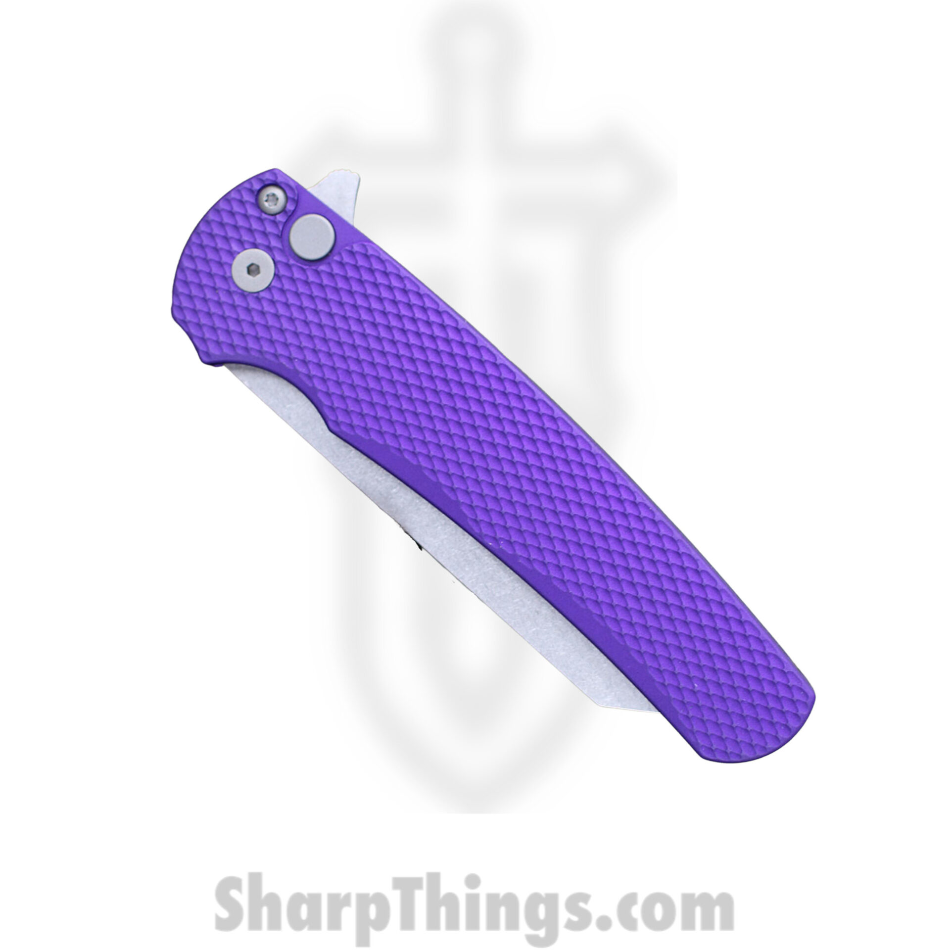 ProTech - 5205-PURP - Malibu - Folding Knife - CPM-20CV Stonewash Reverse Tanto - 7075 Aluminum - Purple - Image 2