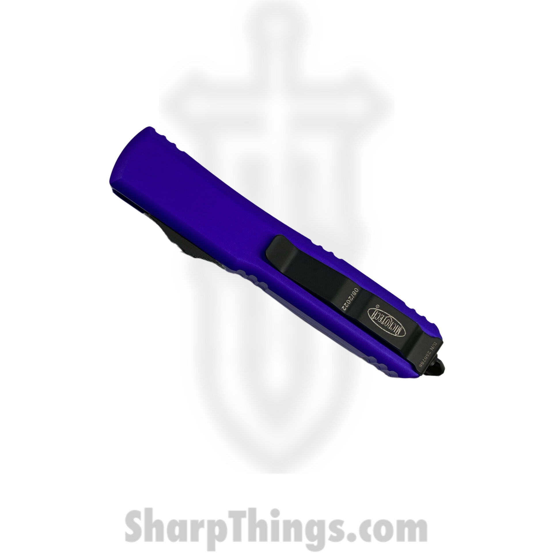 Microtech - 120-2PU - Ultratech - OTF Auto - Elmax Two Tone Bayonet - 6061-T6 Aluminum - Purple - Image 2