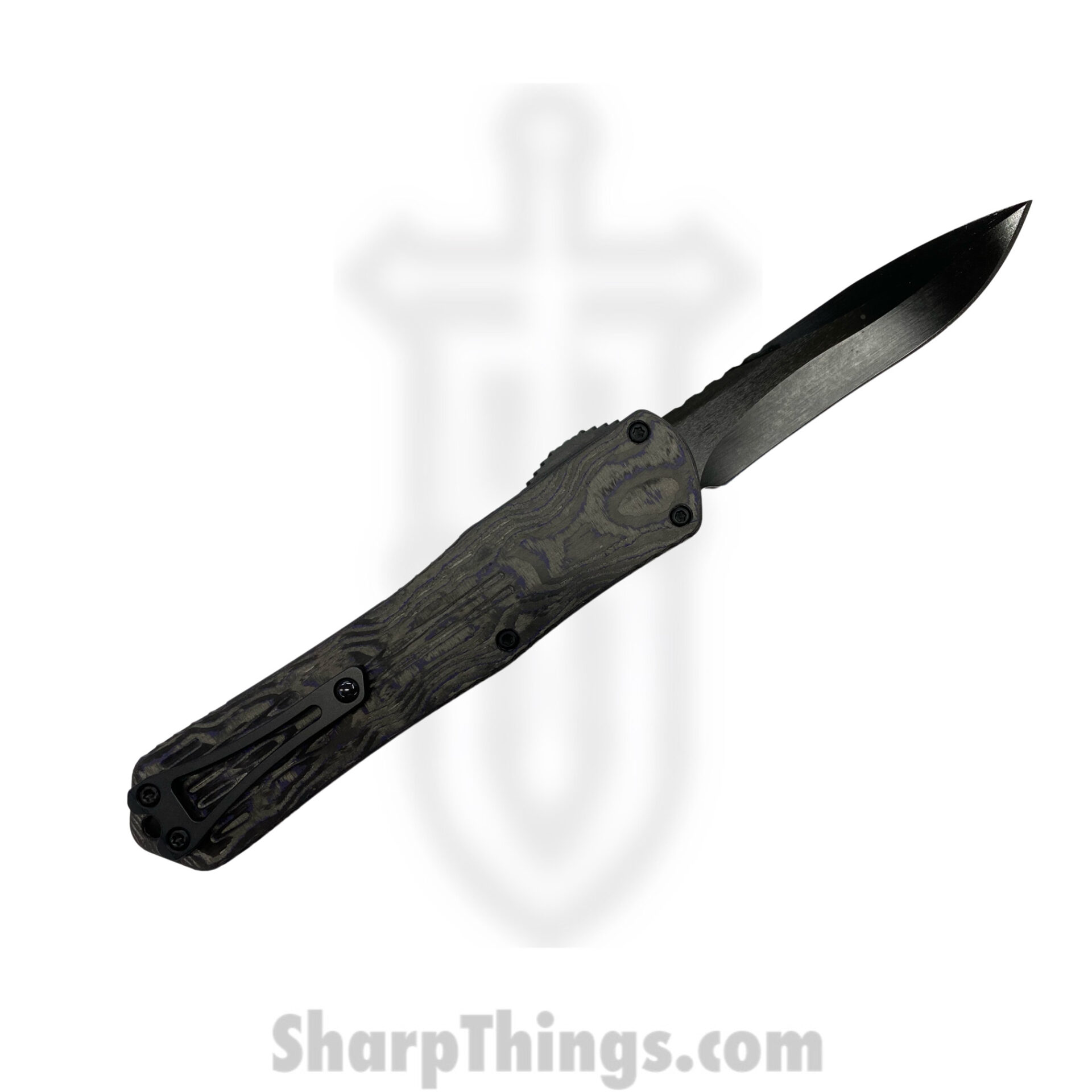 Heretic Knives - H033-6A-PUCF - Manticore X - OTF Auto - Elmax Coated Recurve - Fat Carbon Fiber - Purple/Black