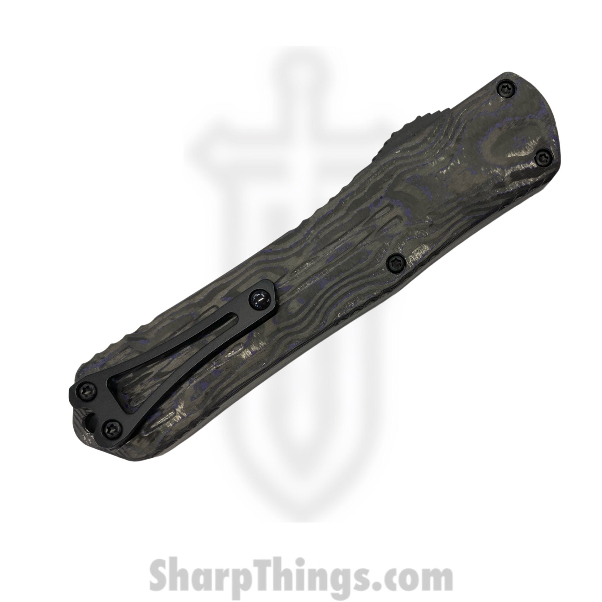 Heretic Knives - H033-6A-PUCF - Manticore X - OTF Auto - Elmax Coated Recurve - Fat Carbon Fiber - Purple/Black - Image 4