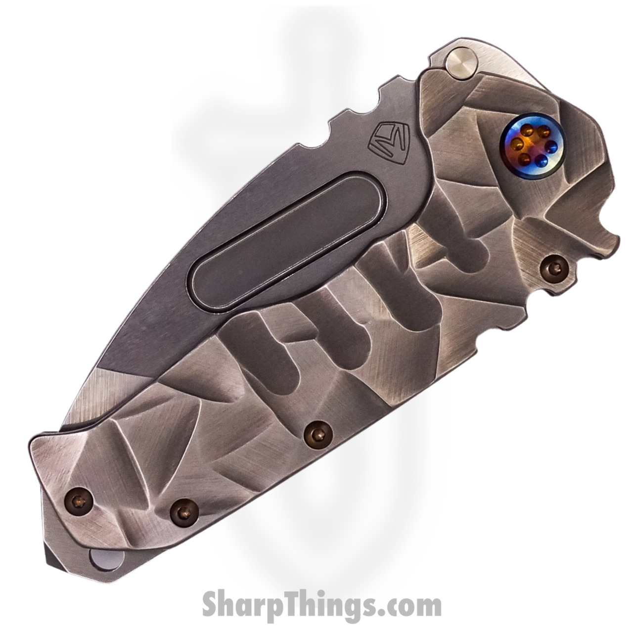Medford Knife - MK012MTT-01TM-TSCS-BN - Praetorian "T" Tanto Folder - Magnacut Tumbled - Stained Glass - Image 6