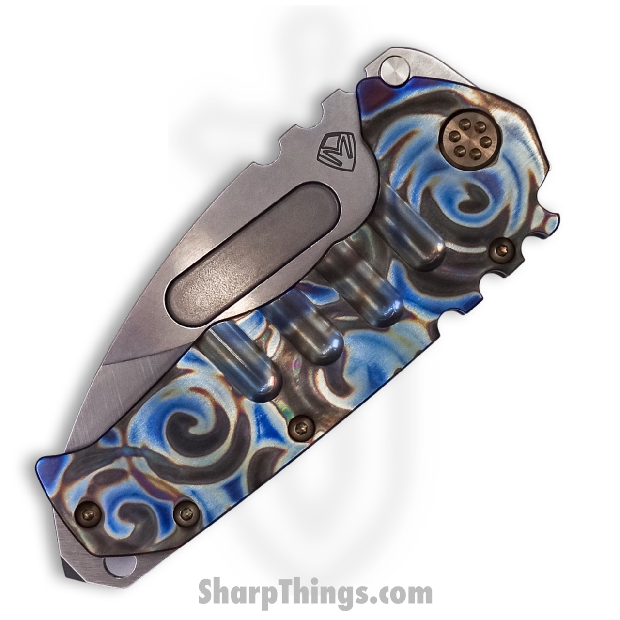Medford Knife - MK012MTD-03A2-T1CF-BN - Praetorian "T" Drop Point Folder - Magnacut Tumbled - "Starry Night Blue" - Image 2