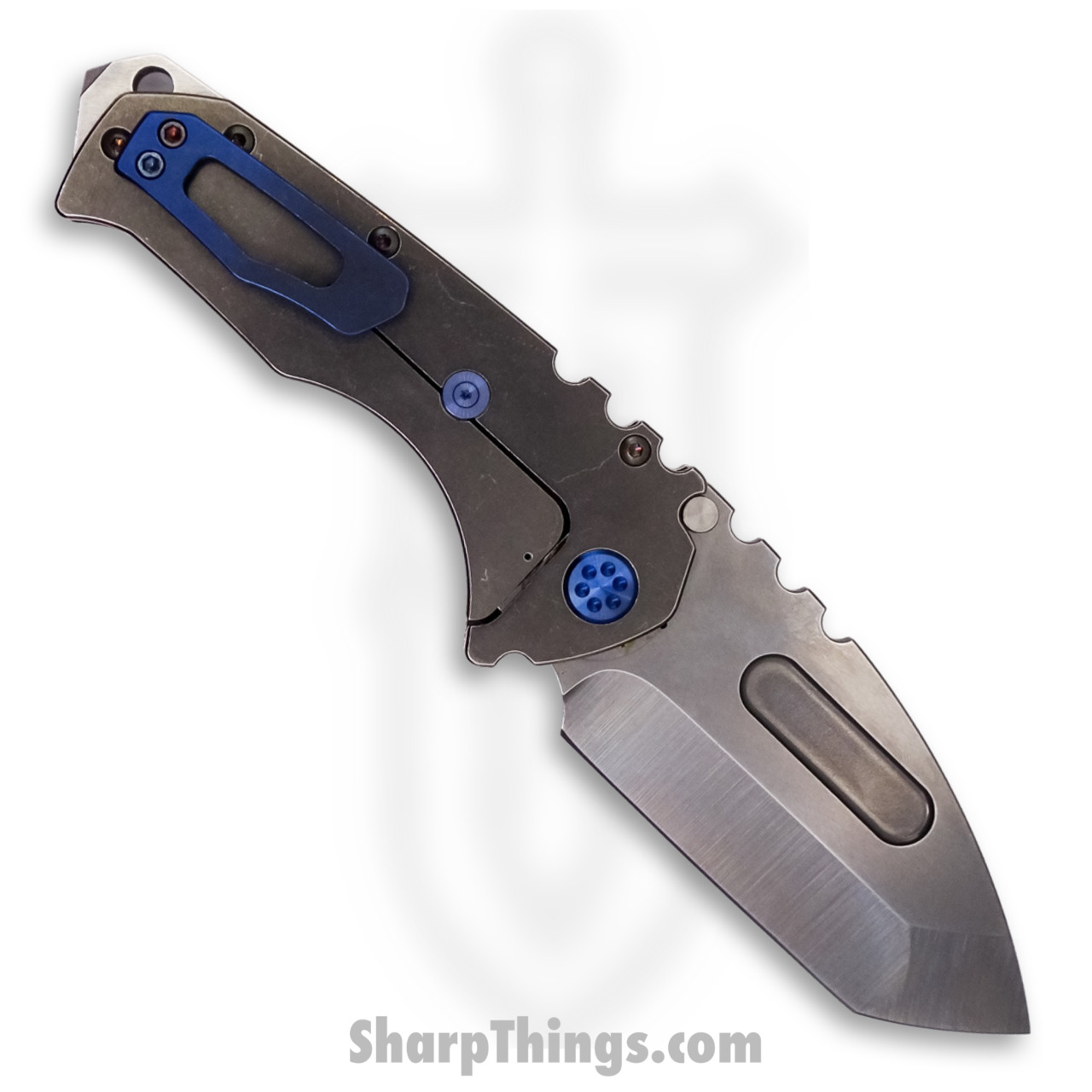 Medford Knife - MK012MTT-01TM-T2T2-BN - Praetorian "T" Tanto Folder - Magnacut Tumbled - "Blue Laurel Leaf" - Image 2