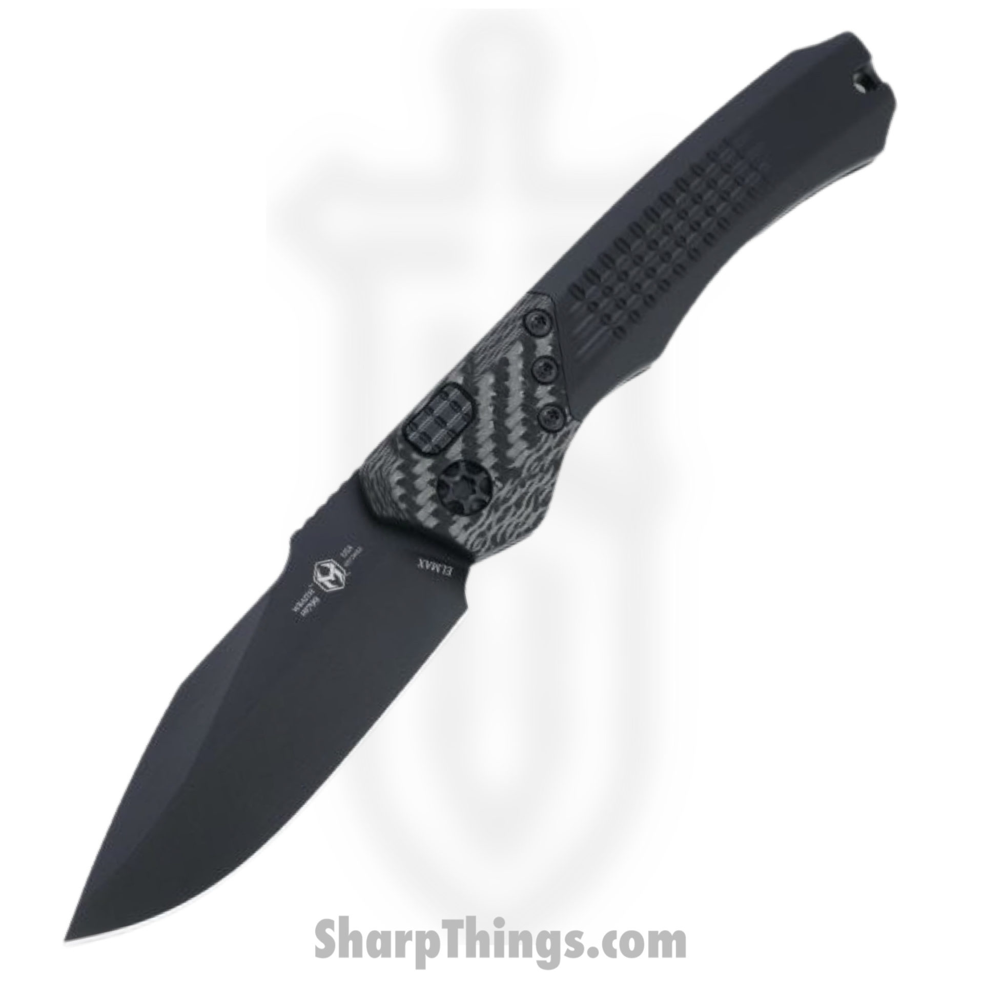 Heretic Knives - H000-4A-T - Wraith - Automatic Knife - Elmax Coated Drop Point - 6061-T6 Aluminum/CF - Black