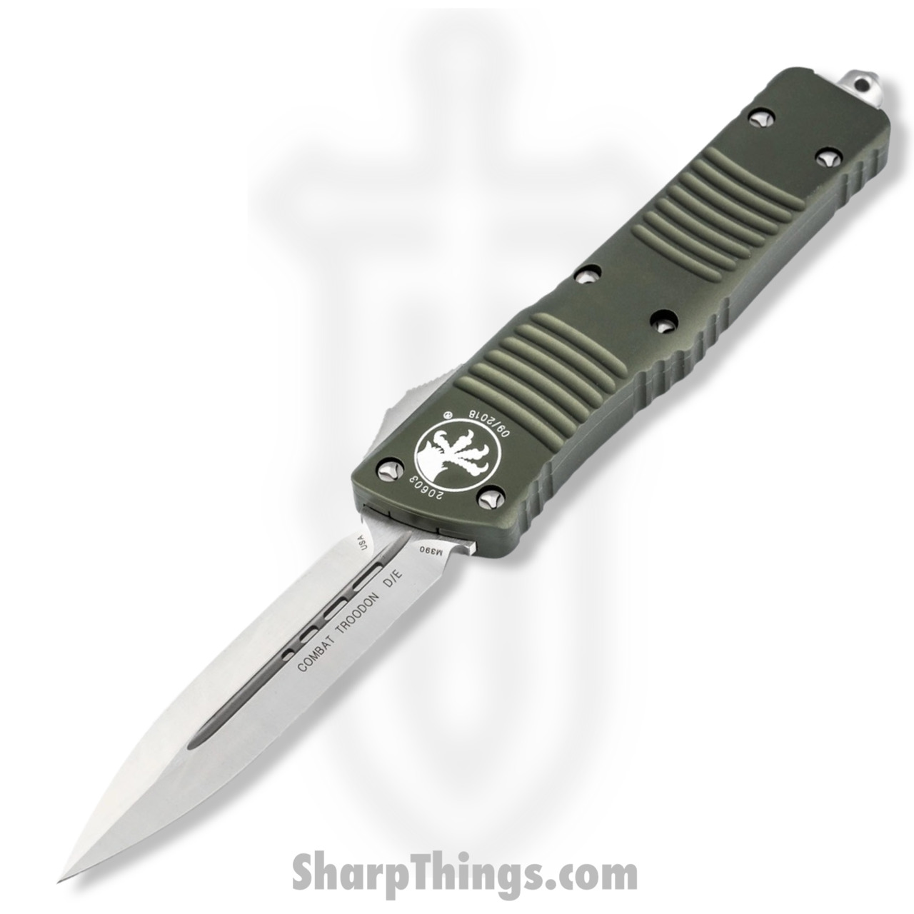 Microtech - 142-4OD - Combat Troodon - OTF Auto - Elmax, M390, 204P Satin Dagger - 6061-T6 Aluminum - OD Green