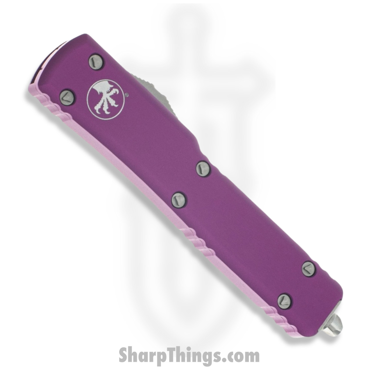 Microtech - 147-10VI - UTX-70 - OTF Auto - Elmax, M390, 204P Stonewash Dagger - 6061-T6 Aluminum - Violet - Image 4
