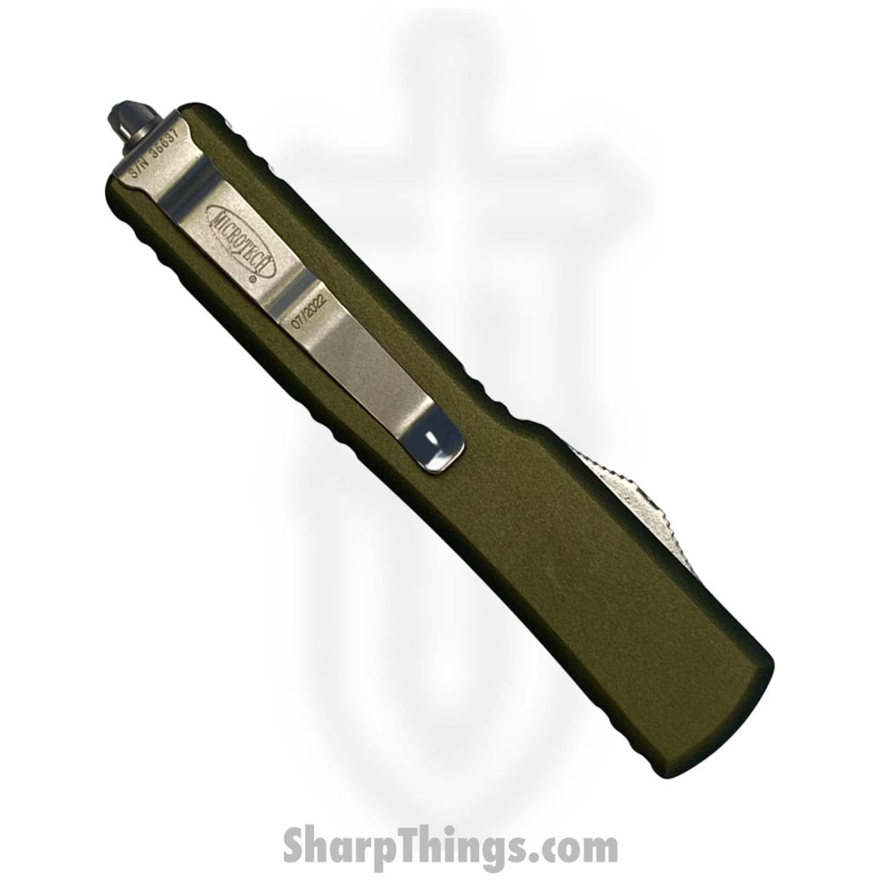 Microtech - 149-12OD - UTX-70 - OTF Auto - Elmax, M390, 204P Stonewash Tanto - 6061-T6 Aluminum - OD Green - Image 3