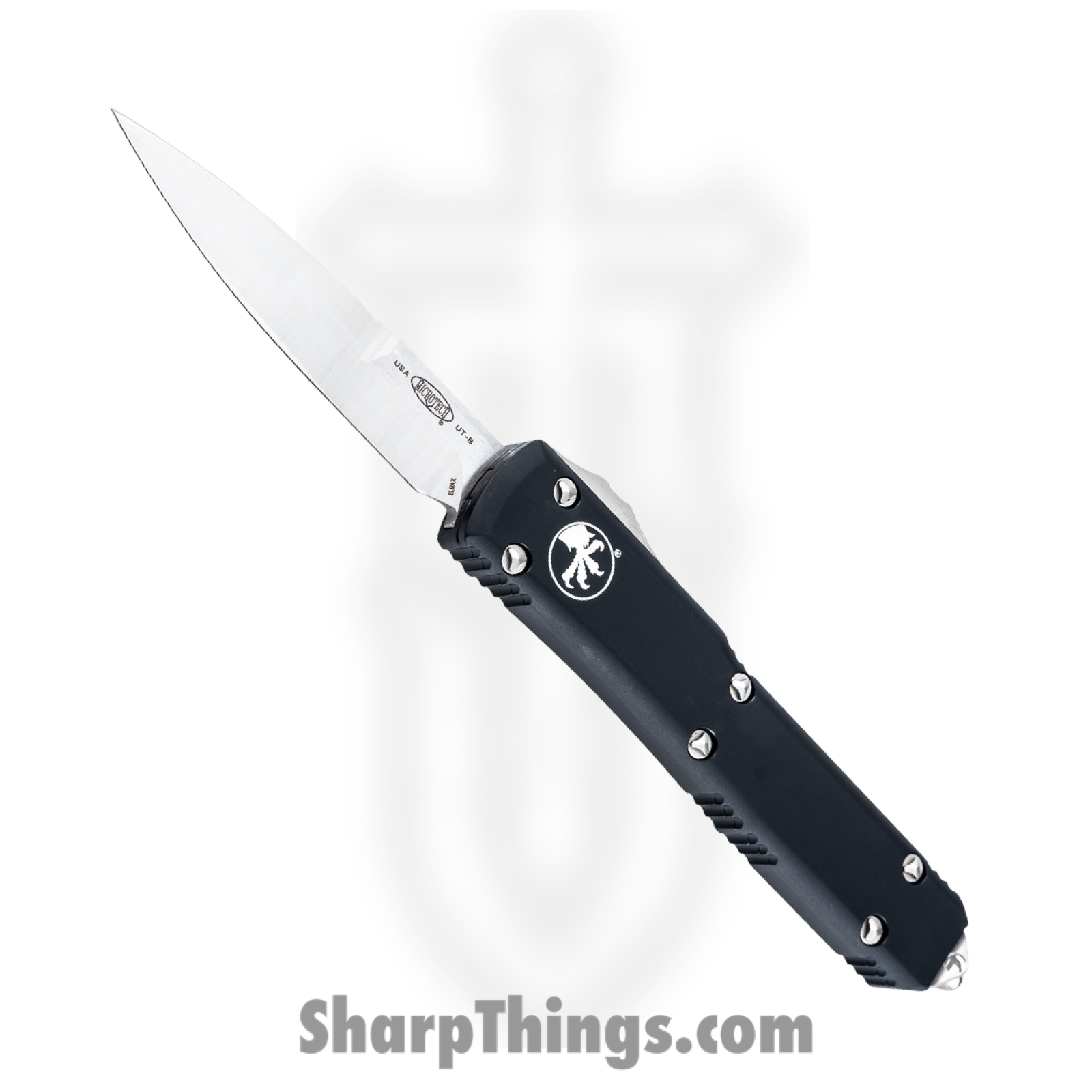 Microtech - 120-4 - Ultratech - OTF Auto - Elmax, M390, 204P Satin Bayonet - 6061-T6 Aluminum - Black