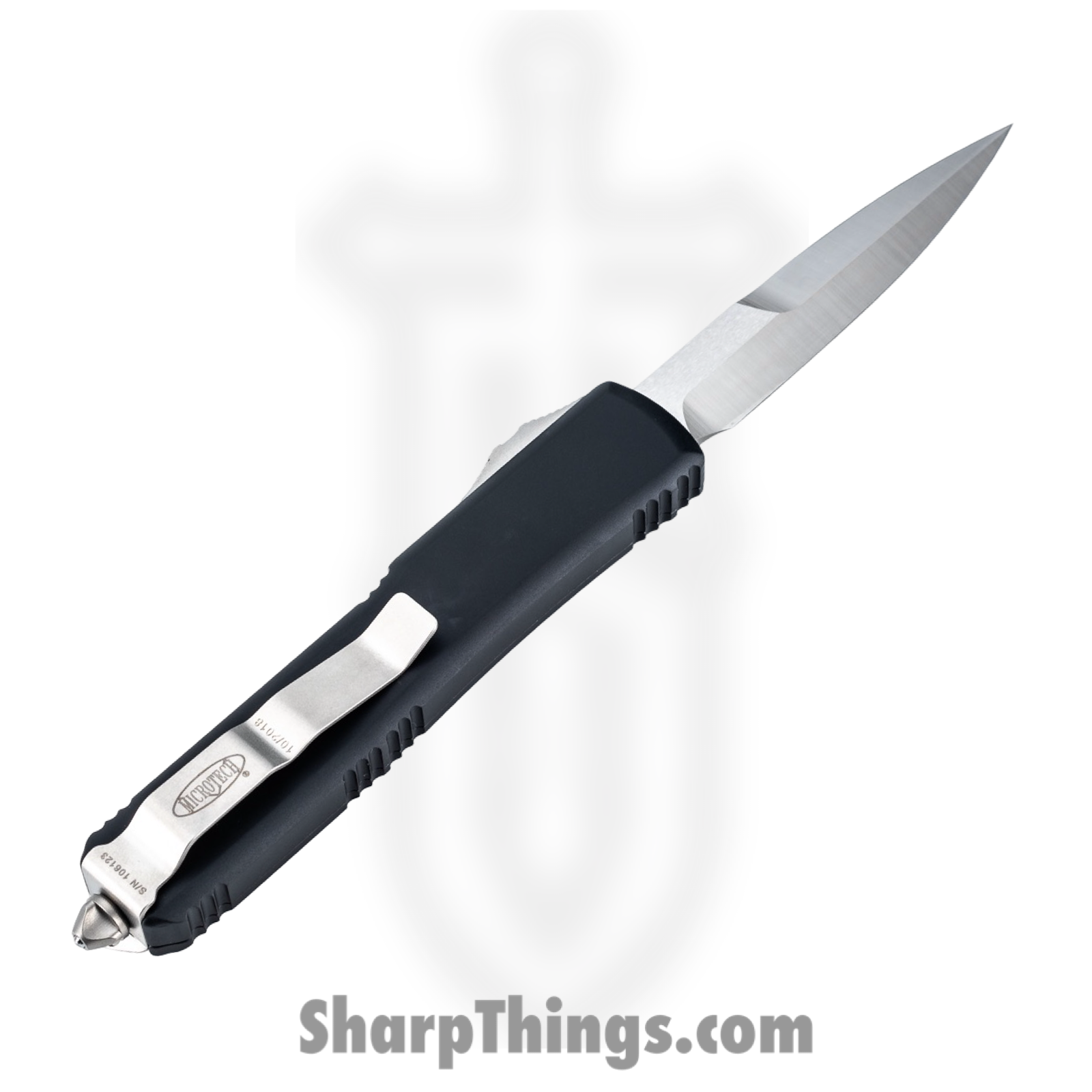 Microtech - 120-4 - Ultratech - OTF Auto - Elmax, M390, 204P Satin Bayonet - 6061-T6 Aluminum - Black - Image 2