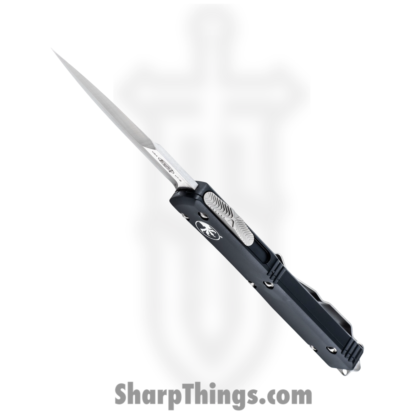 Microtech - 120-4 - Ultratech - OTF Auto - Elmax, M390, 204P Satin Bayonet - 6061-T6 Aluminum - Black - Image 3