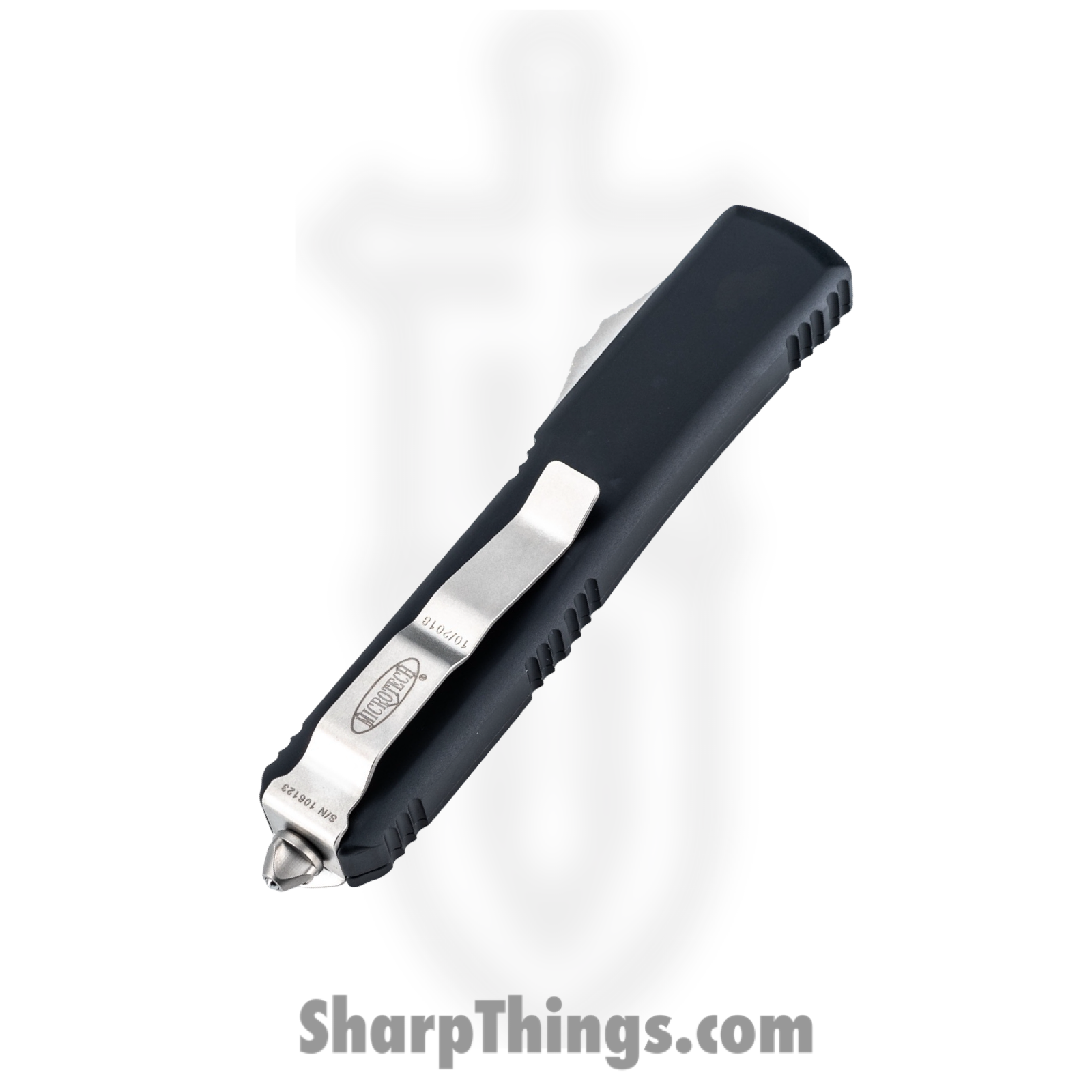 Microtech - 120-4 - Ultratech - OTF Auto - Elmax, M390, 204P Satin Bayonet - 6061-T6 Aluminum - Black - Image 5