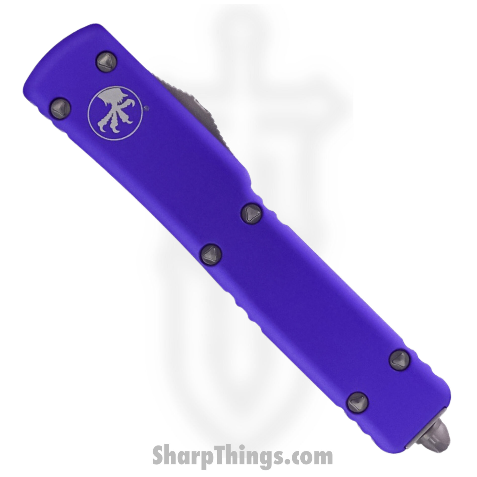 Microtech - 148-10PU - UTX-70 - OTF Auto - Elmax, M390, 204P Stonewash Drop Point - 6061-T6 Aluminum - Purple - Image 3