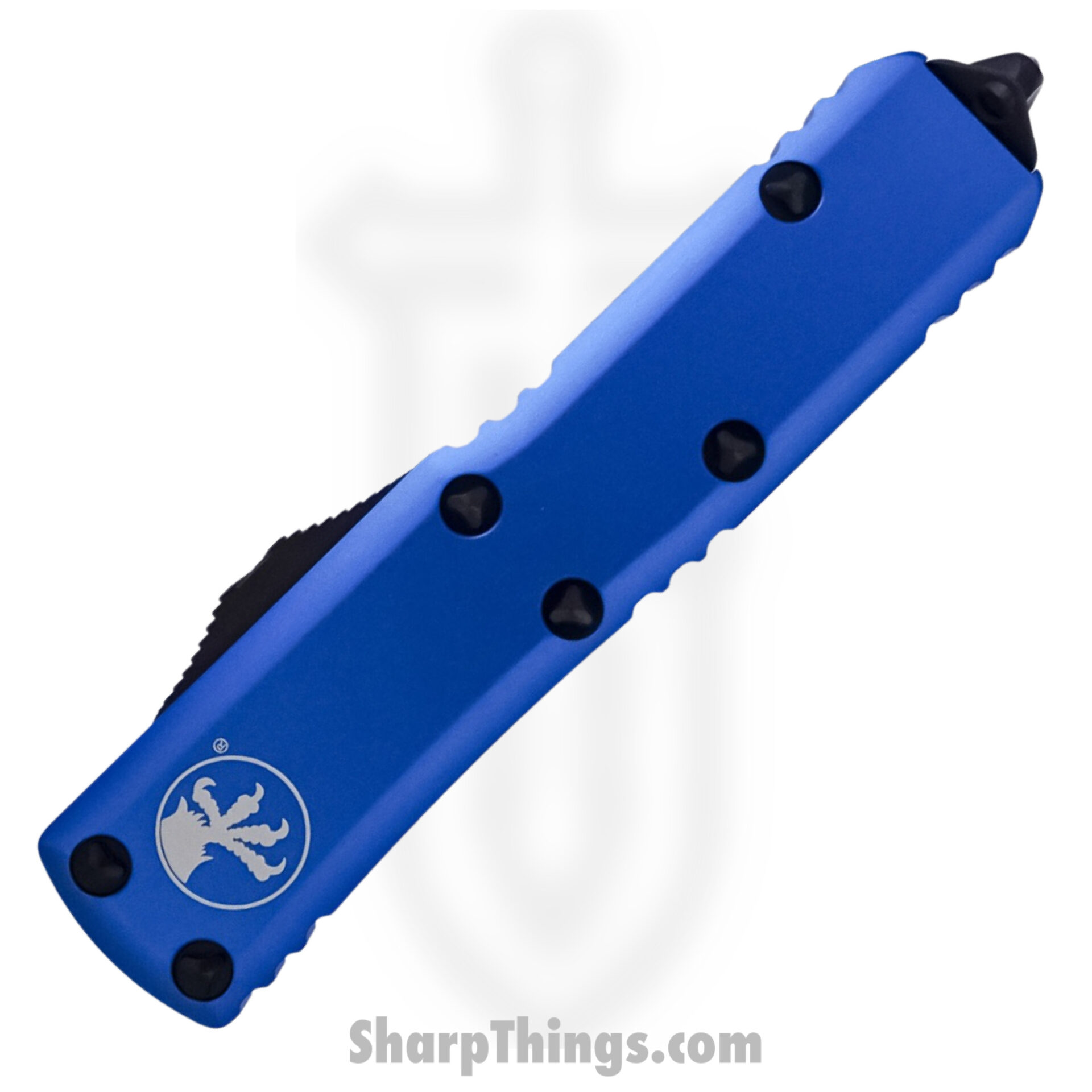 Microtech - 232-3BL - UTX-85 - OTF Auto - Elmax, M390, 204P Coated Dagger - 6061-T6 Aluminum - Blue - Image 4