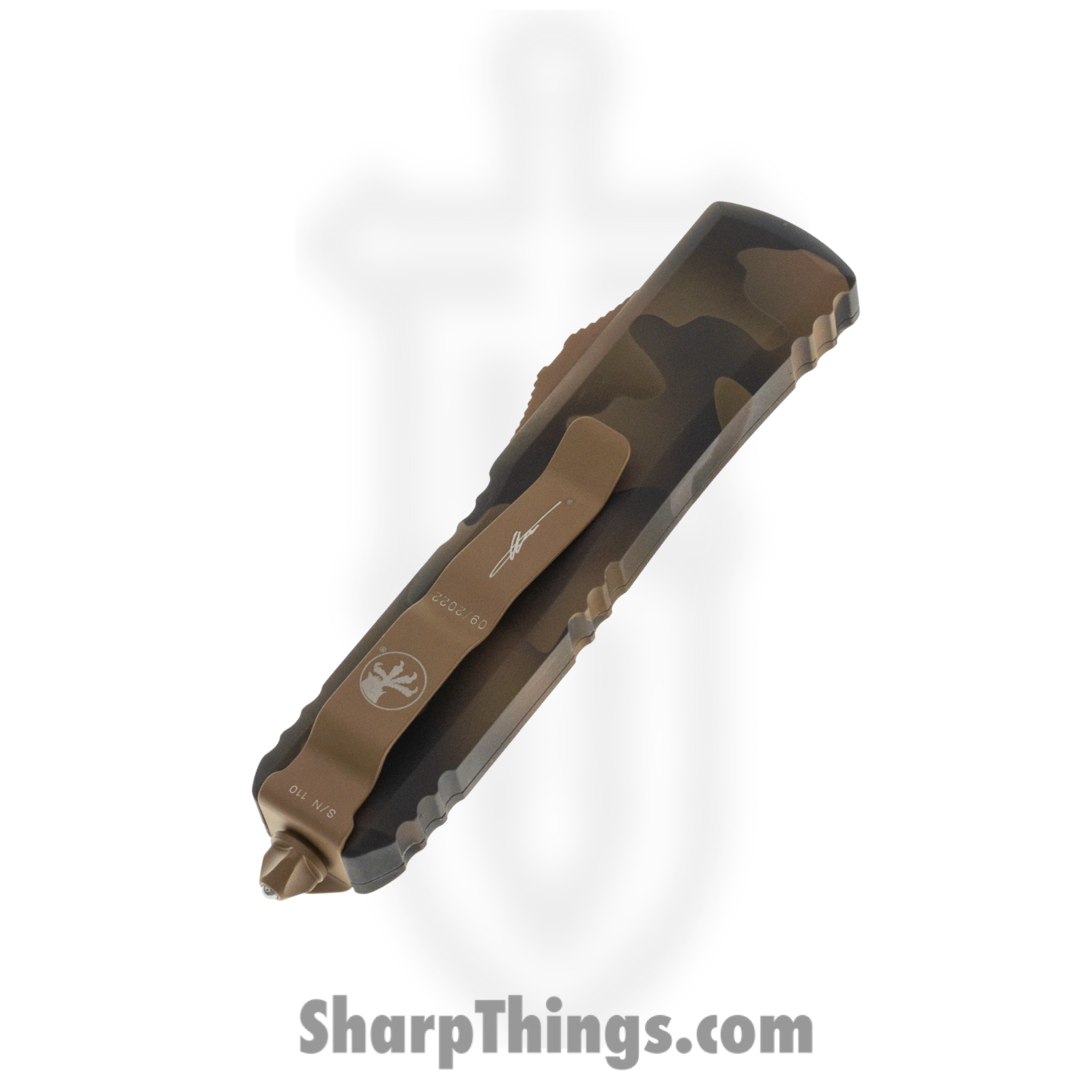 Microtech - 233-3CCS - UTX-85 - OTF Auto - Elmax, M390, 204P Coated Tanto - 6061-T6 Aluminum - Coyote Camo - Image 4