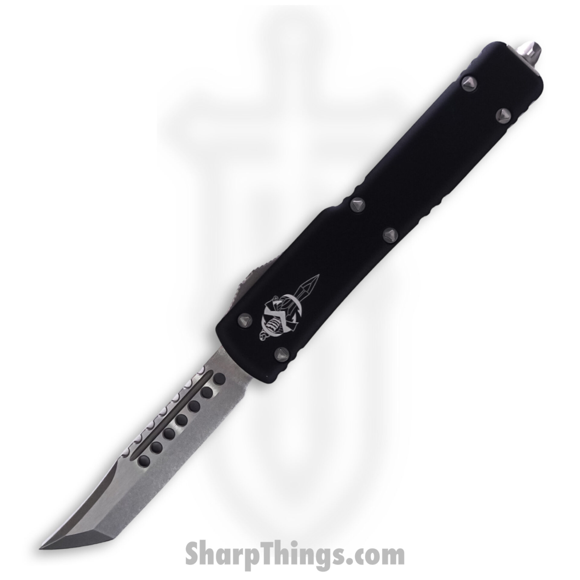 Microtech - 419-10S - UTX-70 Signature Series - OTF Auto - M390 Stonewash Hellhound - 6061-T6 Aluminum - Black