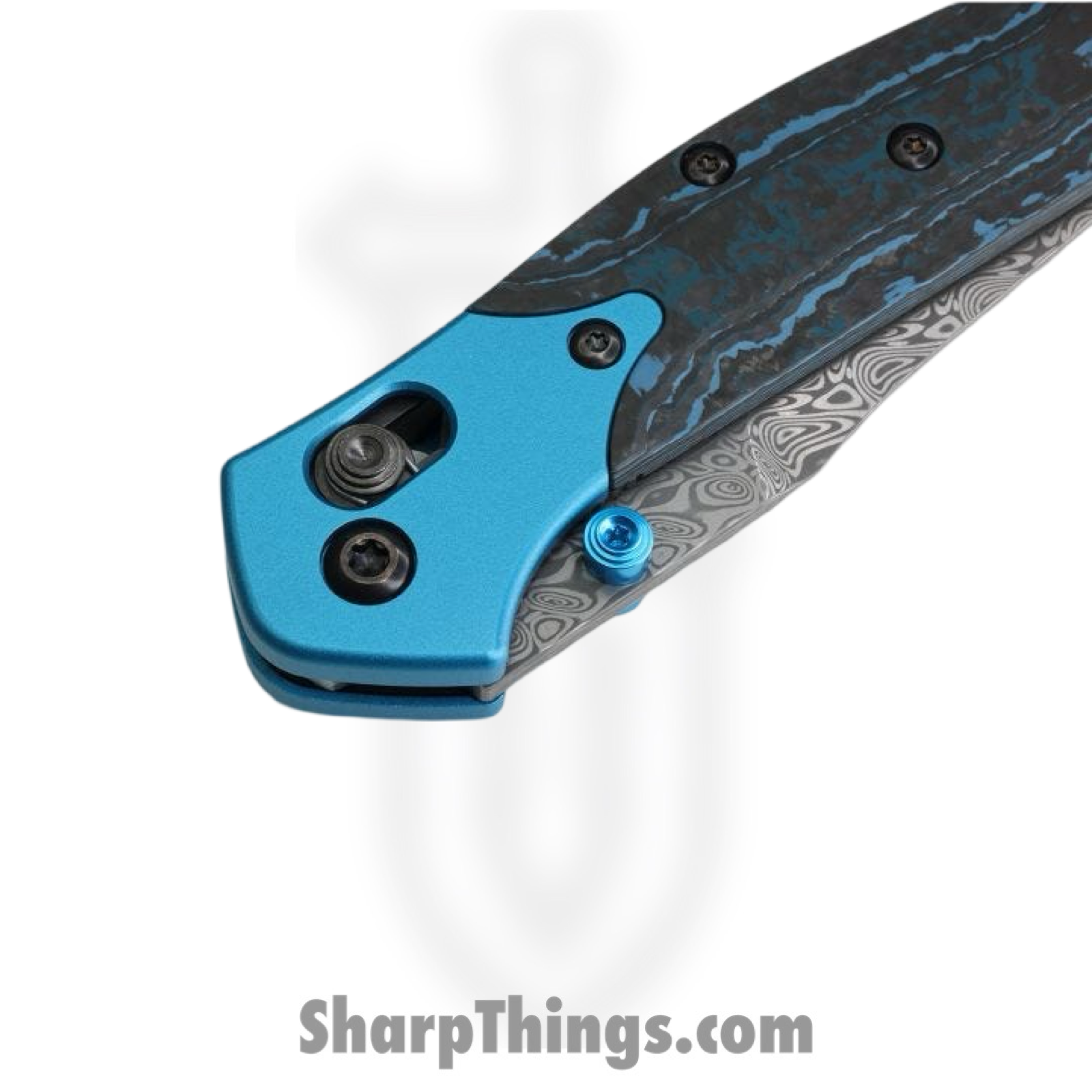 Benchmade - 945-221 - Gold Class Mini Osborne - Folding Knife - Damasteel Acid Etched Reverse Tanto - FatCarbon - Blue Black - Image 6