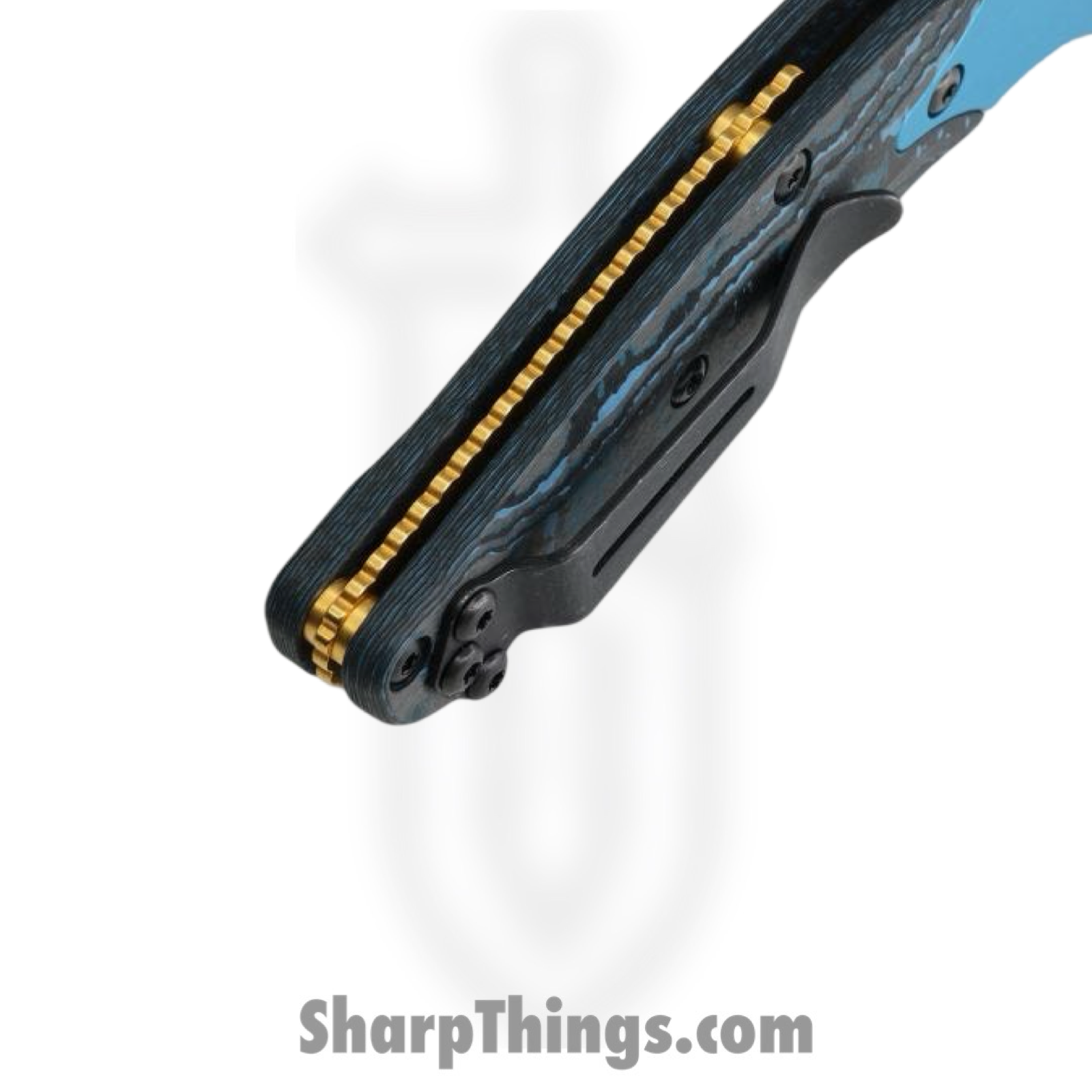 Benchmade - 945-221 - Gold Class Mini Osborne - Folding Knife - Damasteel Acid Etched Reverse Tanto - FatCarbon - Blue Black - Image 7