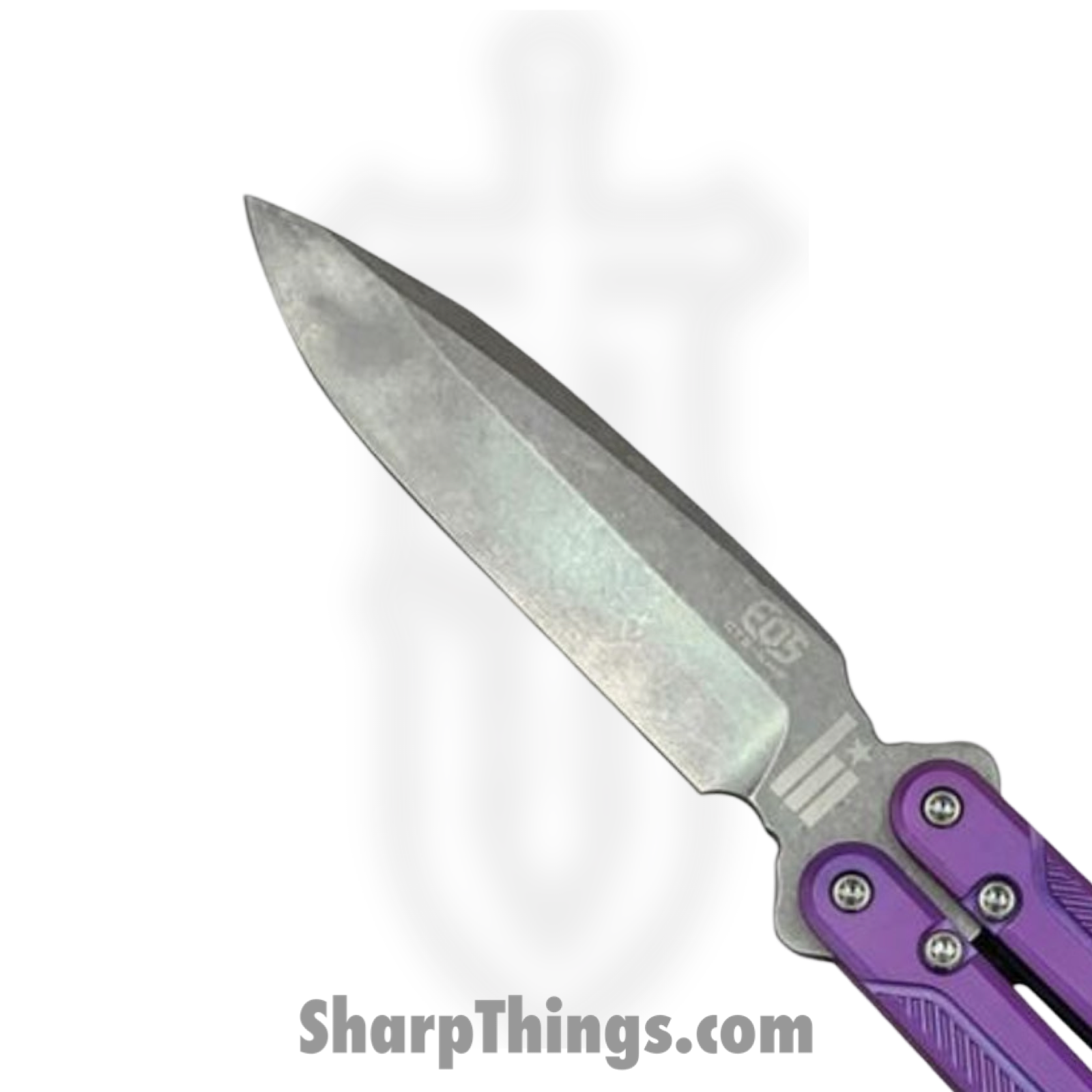 EOS - EOS072 - Serpent - Balisong - CTS-XHP Stonewash Drop Point - Titanium - Purple - Image 2